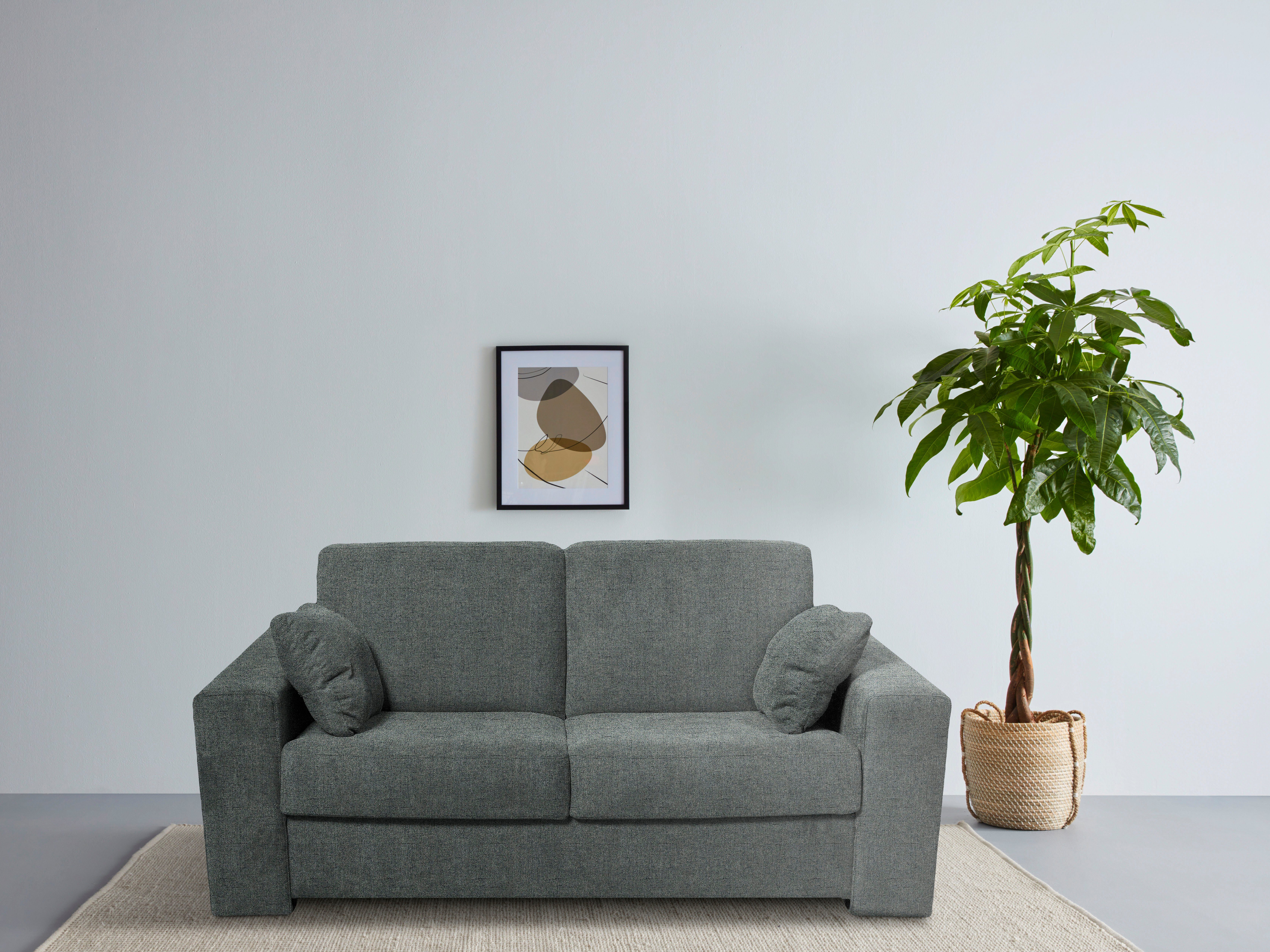 Home affaire 2-zitsbank Roma matras hoogte 14 cm Bedfunctie, met vering, Afmeting liggend ca. 123x198 cm grijs, 2-zitsbanken