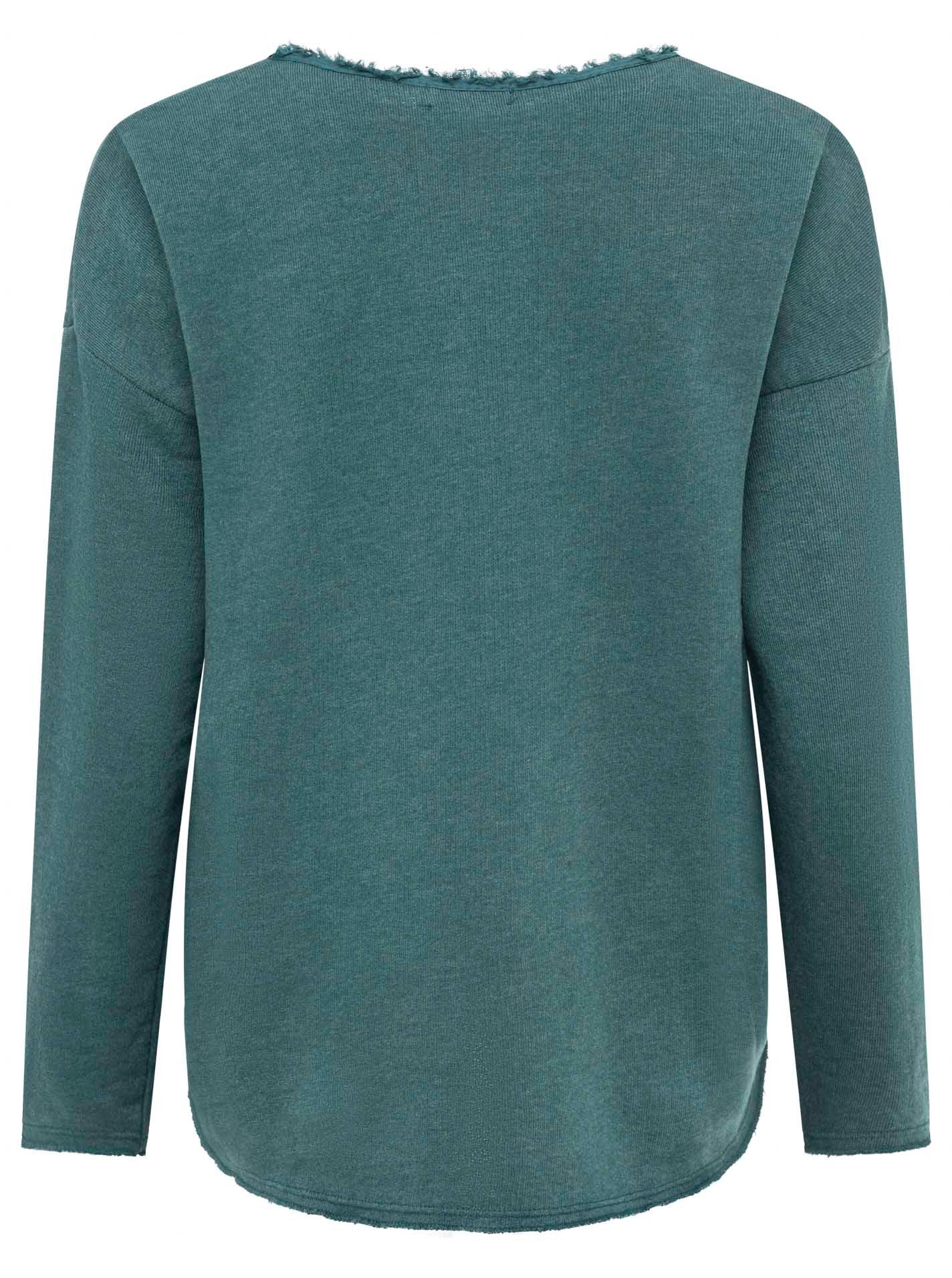 Zwillingsherz Sweatshirt "Positive Mind" met v-halslijn in used look en stempelprint