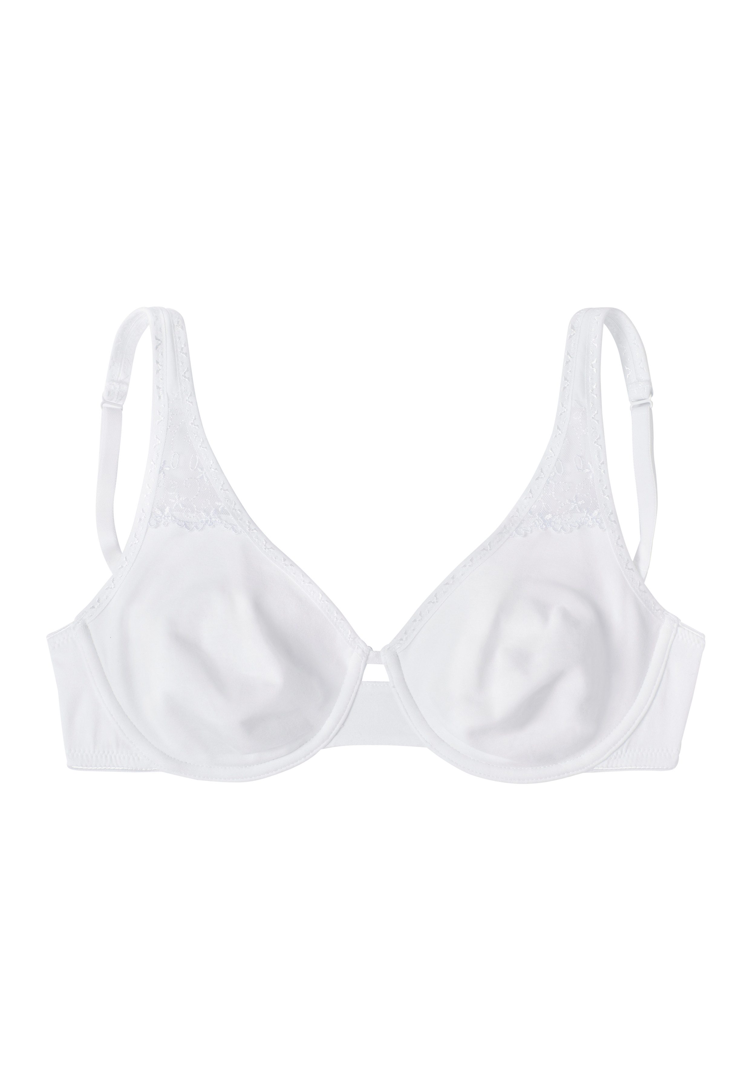 Petite fleur T-shirt-bh van zacht katoen met kanten inzetten (Set van 2)