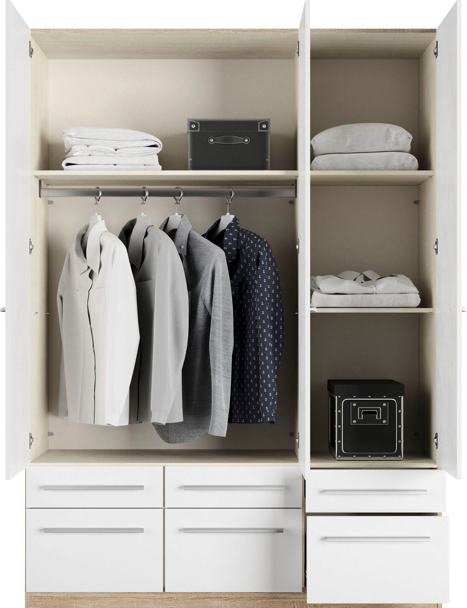 priess Kledingkast Kast garderobe waskast Barcelona in 5 breedtes veel opbergruimte, ruime lades, met spiegel, made in germany