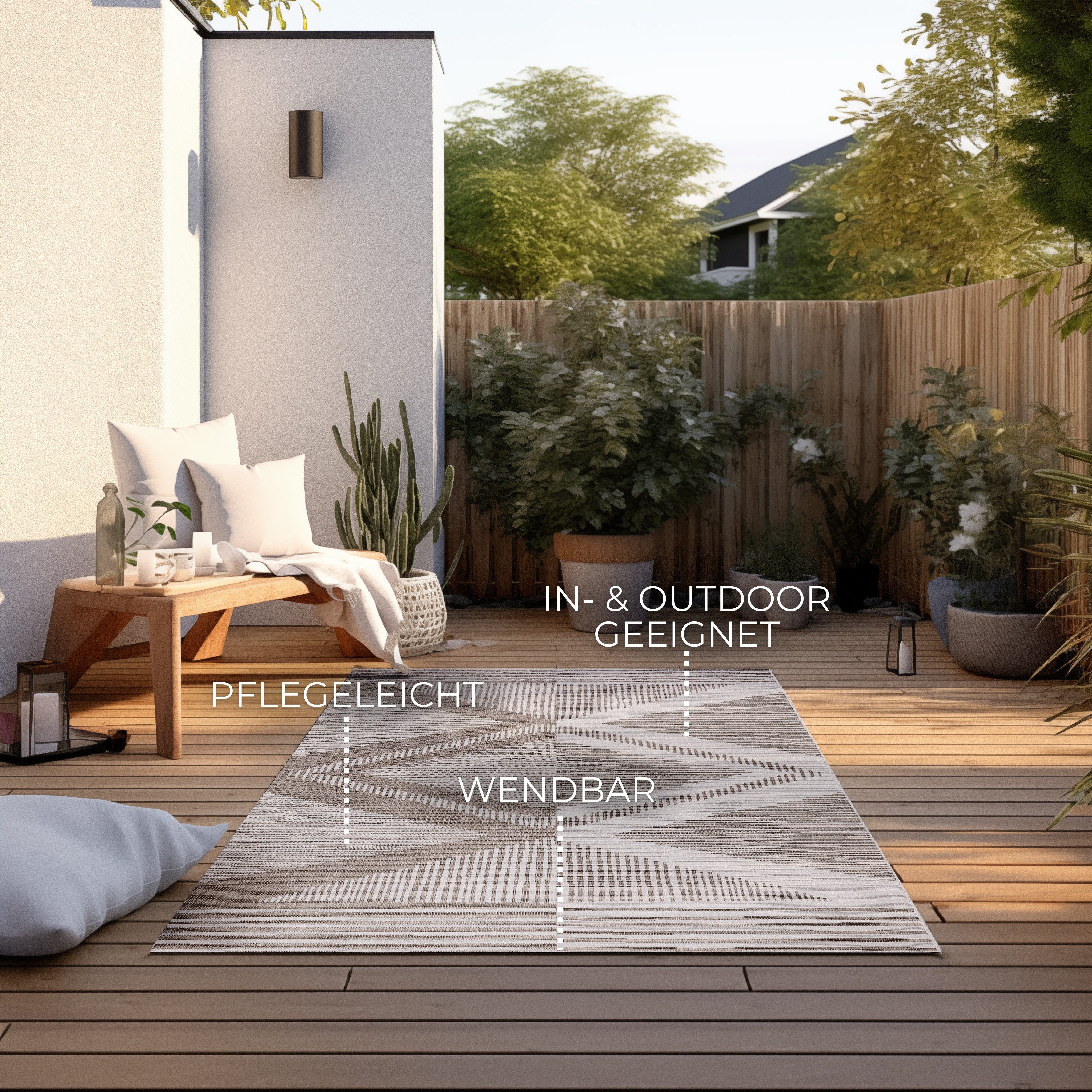 ELLE DECORATION Vloerkleed Rhombus, In- en Outdoor Vlakweefsel, binnen- en buitengebruik, modern, omkeerbaar tapijt, balkon, woonkamer