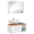 held moebel badkamerserie davos spiegelkast met ledverlichting, hangend kastje en wastafelonderkast (3 stuks) wit