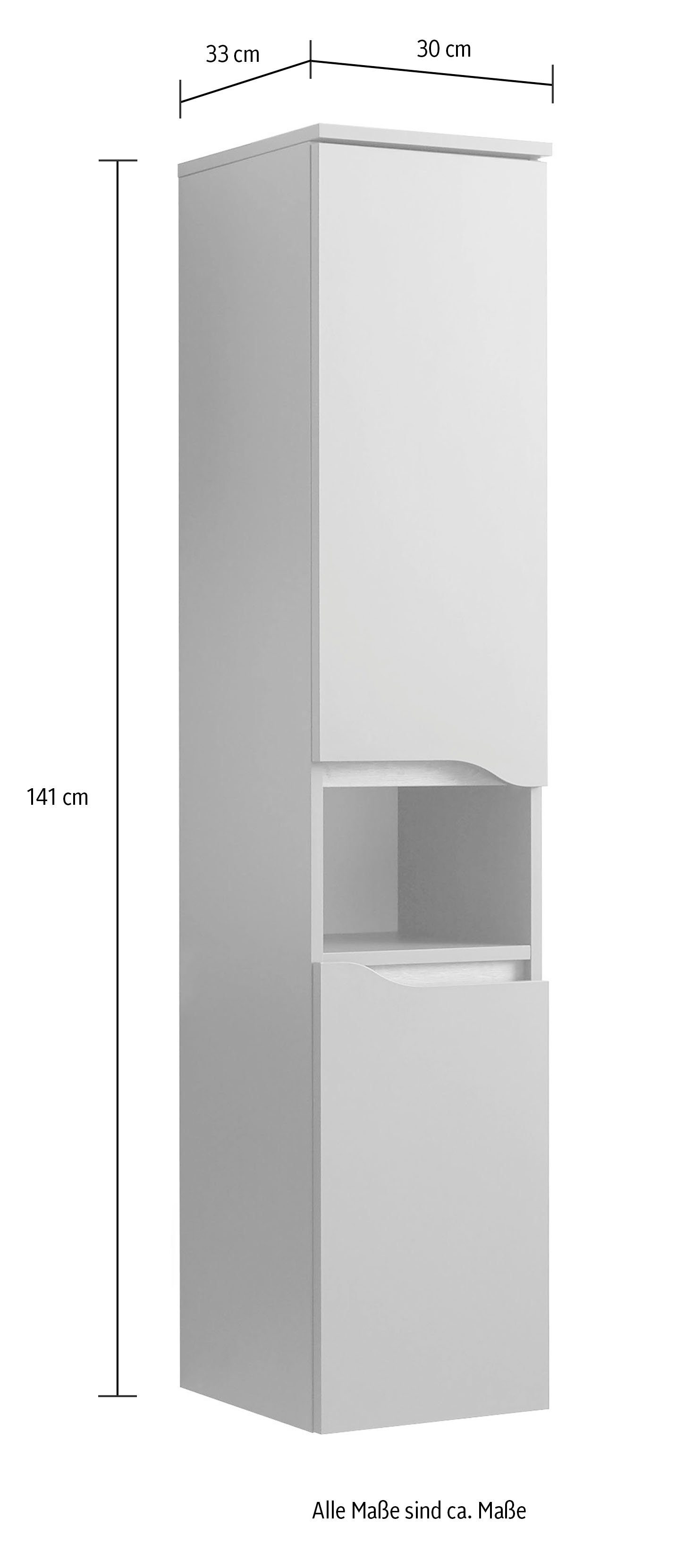 Saphir Badkamerserie Quickset 5-delig, keramische opzetwastafel en LED-spiegelkast Halfhoge kast, onderkast, hangend kastje, inclusief deurdemper, 7 deuren (7-delig)