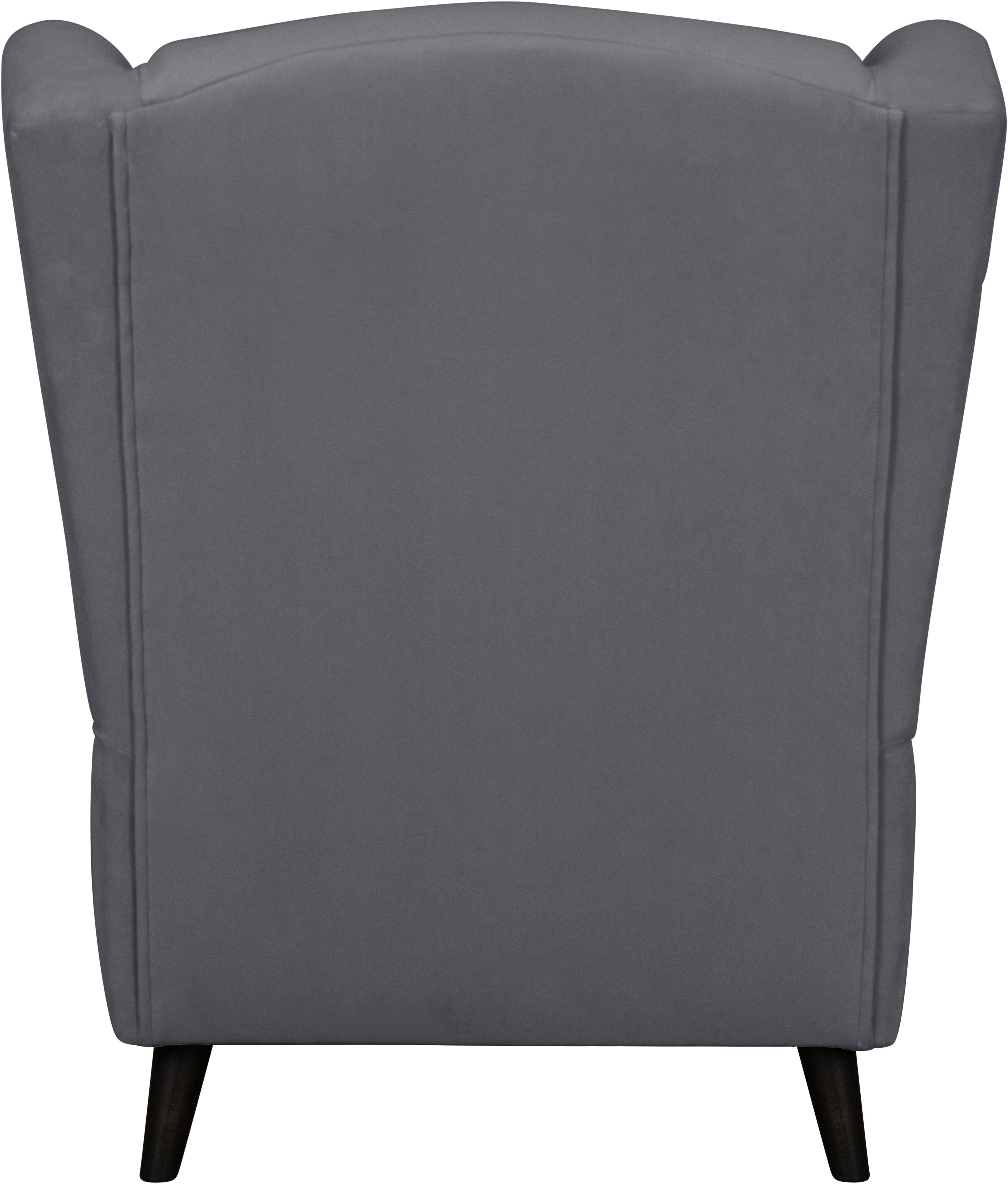 Home affaire Fauteuil Ohrensessel CHISTELLE, optioneel met poef met golfondersteuning, afmetingen: b/d/h: 81/87/99 cm