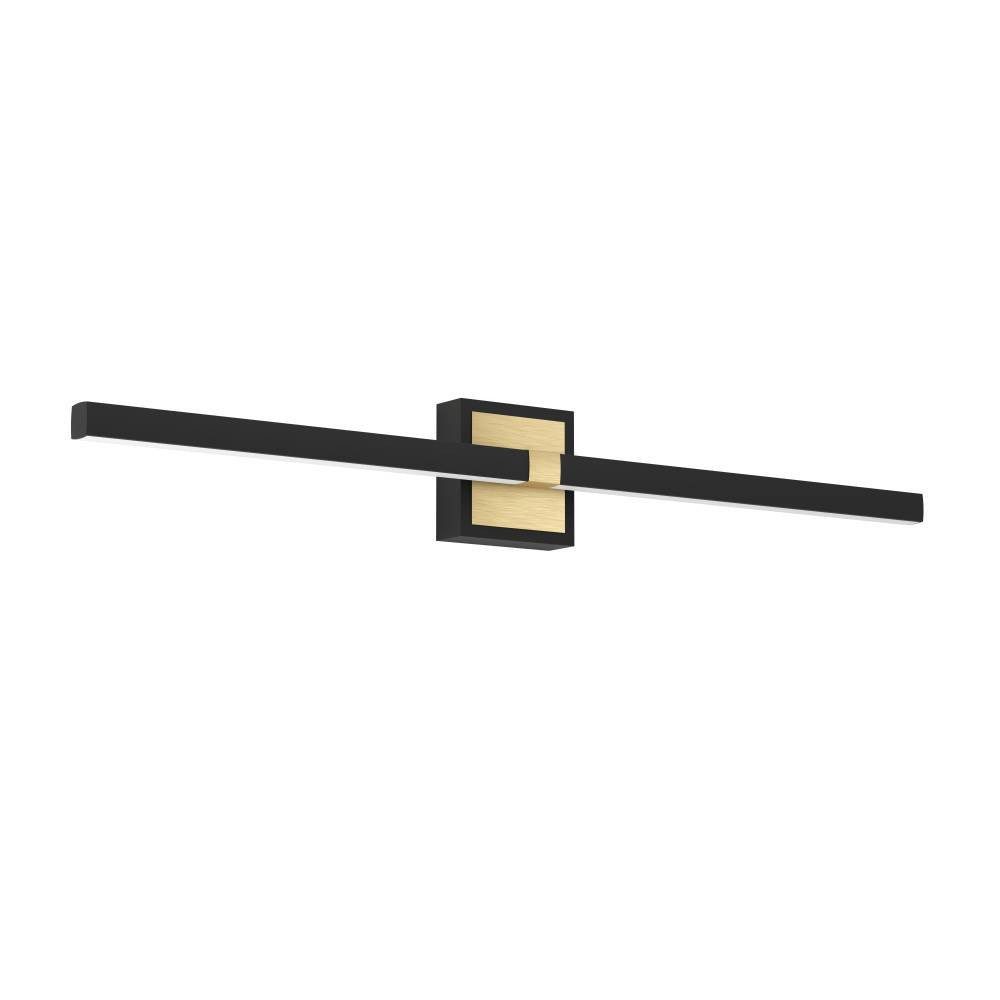 EGLO Wandlamp PEGUERA Spiegellamp, badkamer, metaal, zwart en messing, IP44, 80 cm (1 stuk)