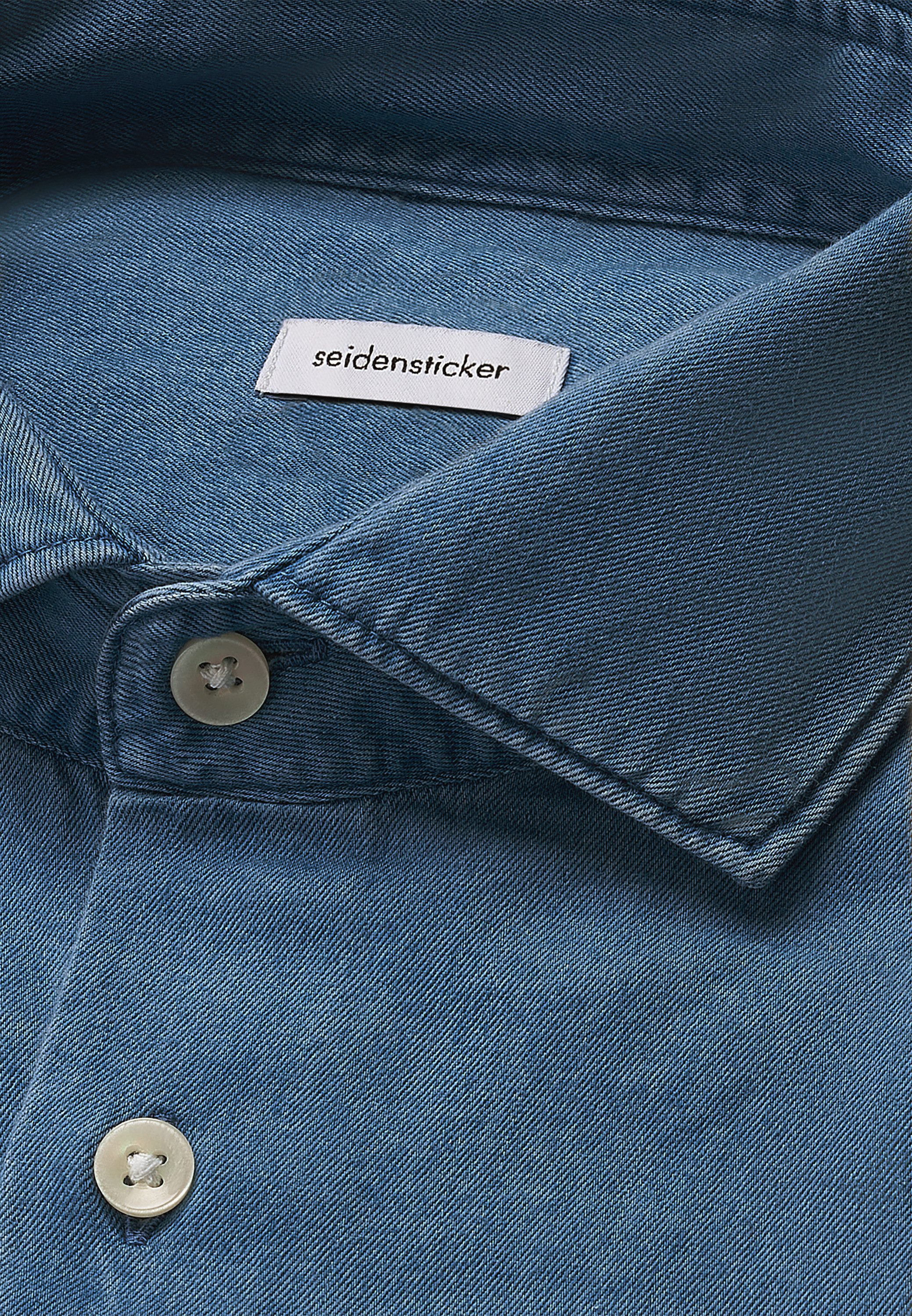 seidensticker Businessoverhemd Zwarte roos Regular 1/1 Kent kraag denim
