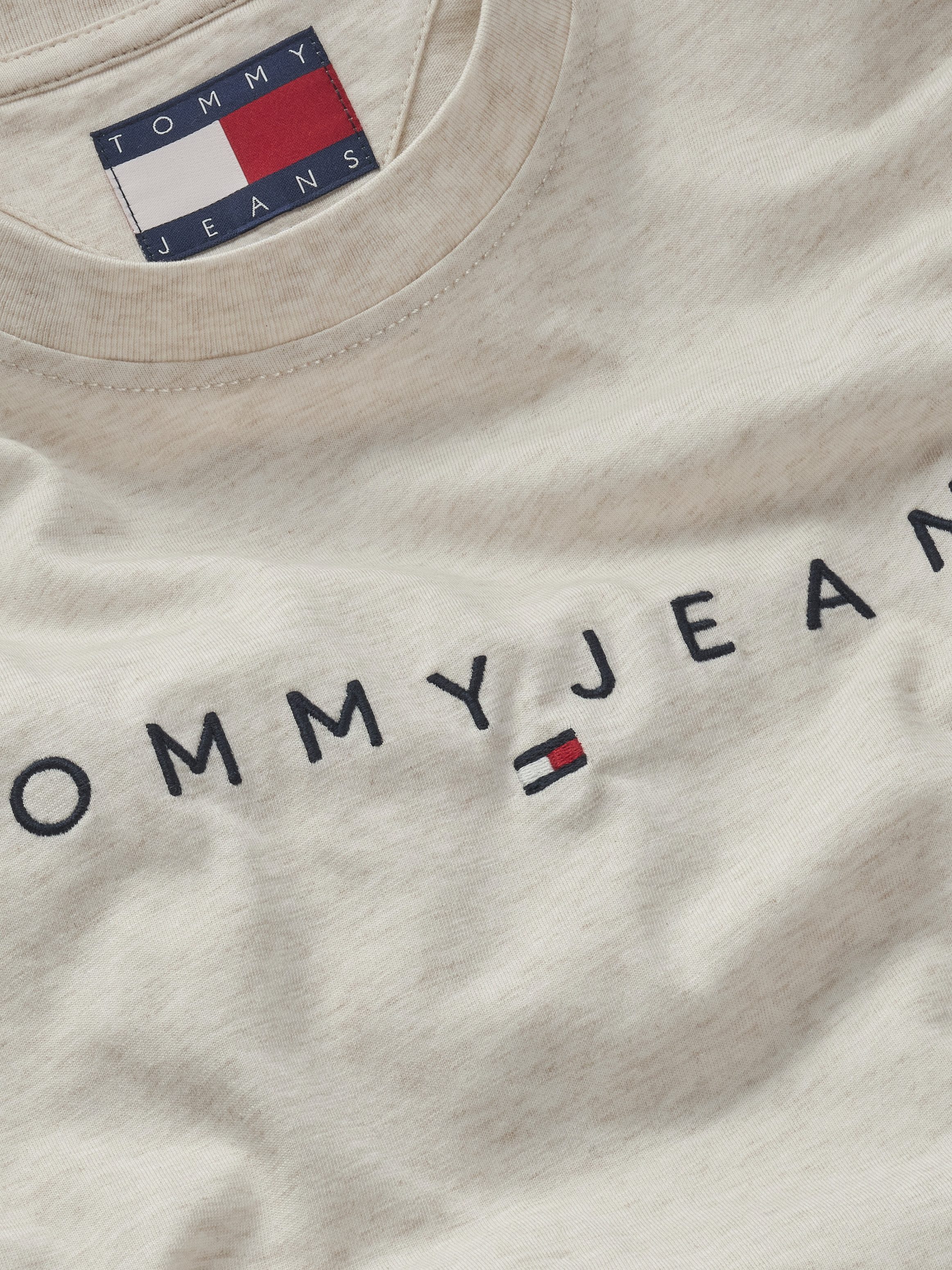 Tommy Jeans Plus Shirt met ronde hals TJM REG LINEAR LOGO TEE EXT in grote maten, logoprint en borduring