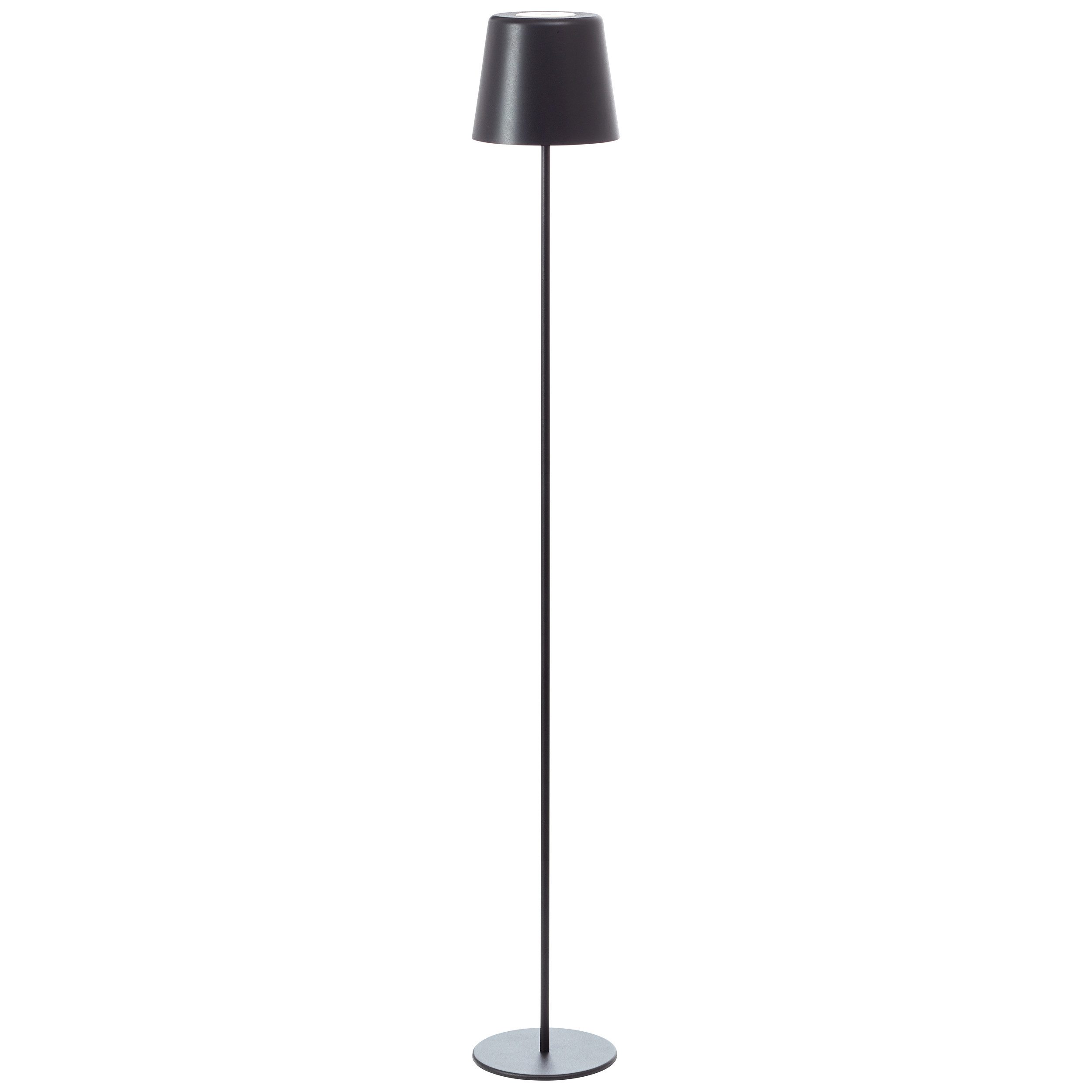 Brilliant Leuchten Led-vloerlamp voor buiten Kaami - mobiele LED buiten vloerlamp Accu-aangedreven, 129 cm, 350 lm, 3000 K, 3-traps dimbaar, metaal