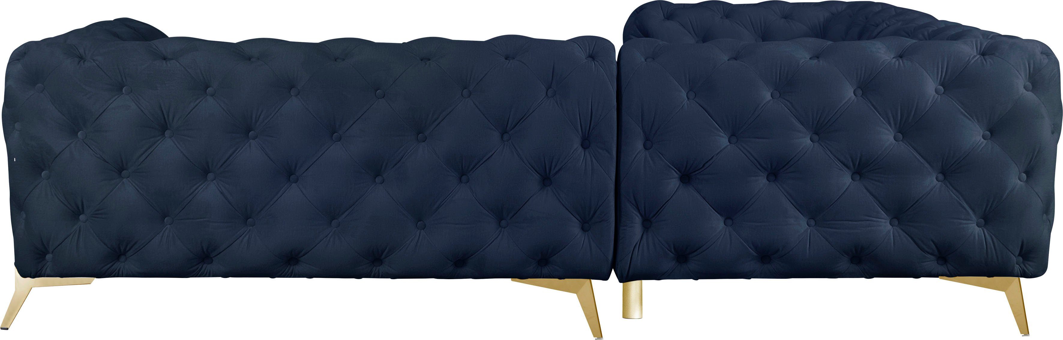Leonique Chesterfield-bank Amaury L-vorm moderne chersterfield-look, breedte 262 cm, kleur van de poten ter keuze