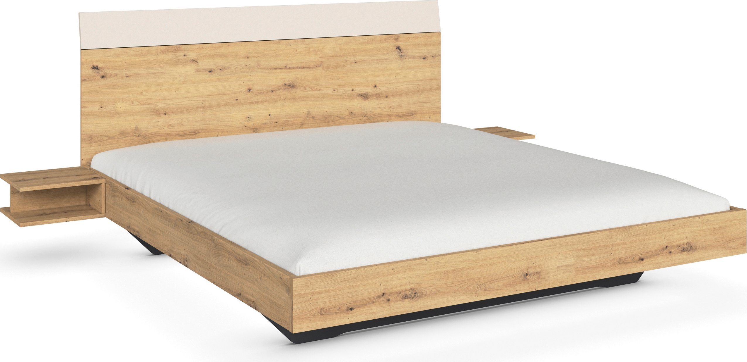 rauch Ledikant Monza in zwevend uiterlijk en hoog hoofdeinde met 2 nachtkastjes bedframes bruin