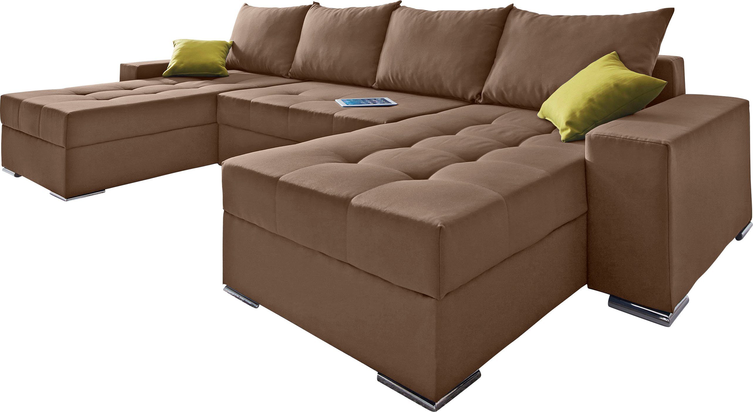 COLLECTION AB Zithoek XL-Josy U-vorm, breedte 313 cm, platweefsel, structuur, kunstleer