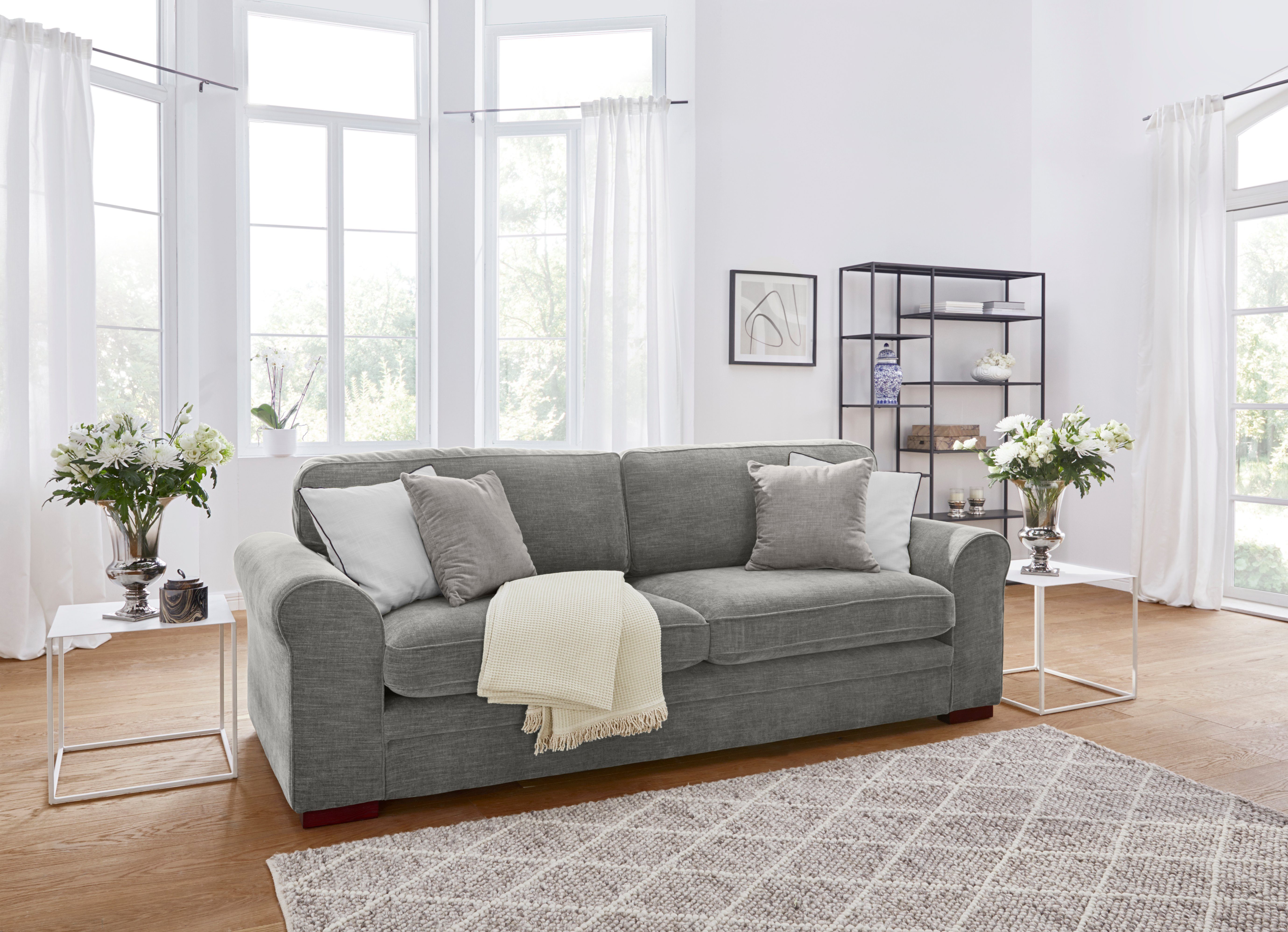 Home affaire 3-zitsbank Broughton zacht zitcomfort, incl. 2 sierkussens, opstaande naad