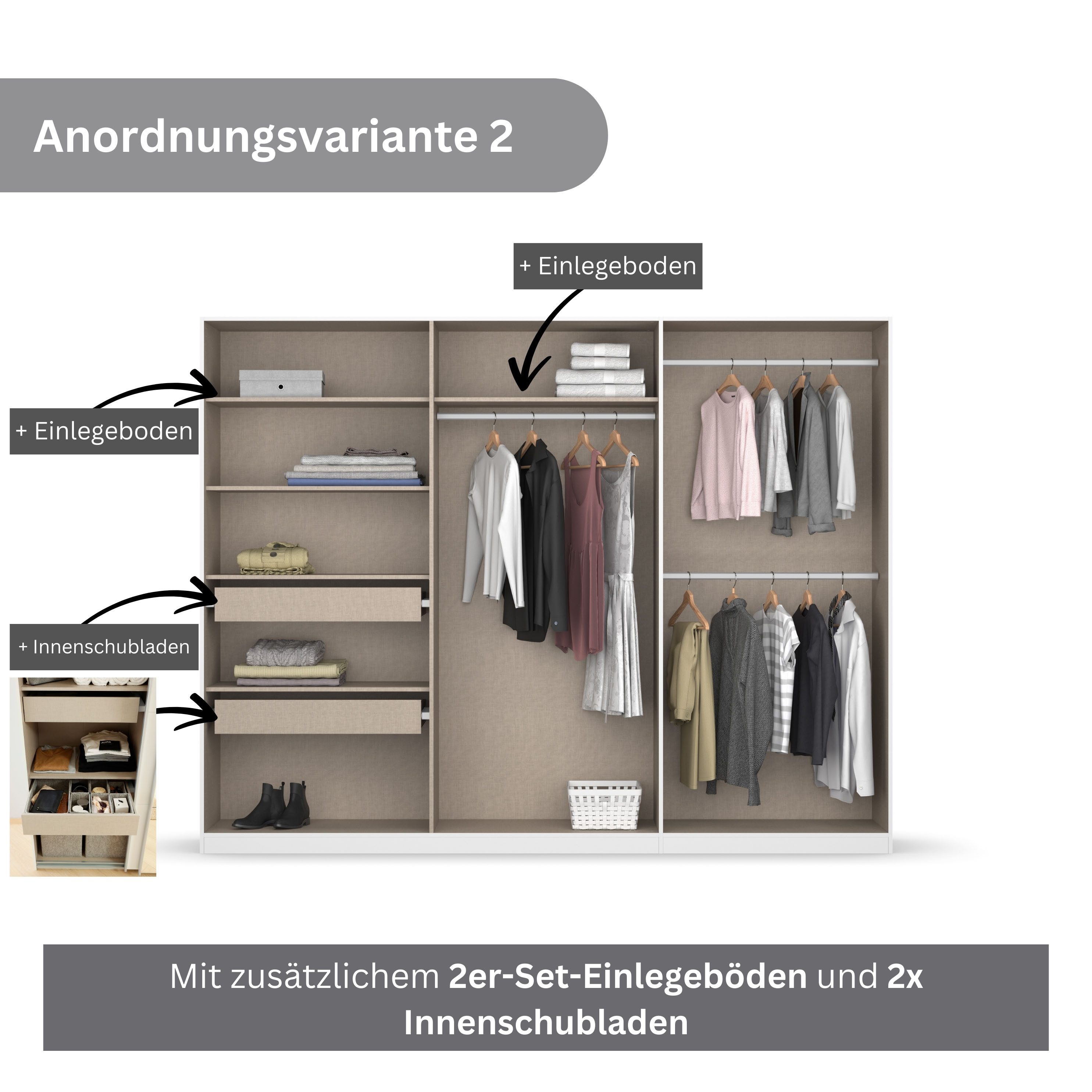 rauch Draaideurkast Kledingkast kast garderobe KOLUNA met decor-front inclusief 2 binnenladen en extra legplanken made in germany