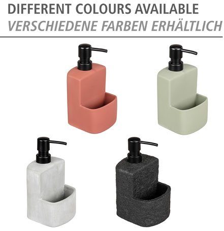 WENKO Dispenser voor afwasmiddel Model Festival van keramiek, soft-touch coating, met afwasponsvak, 380 ml