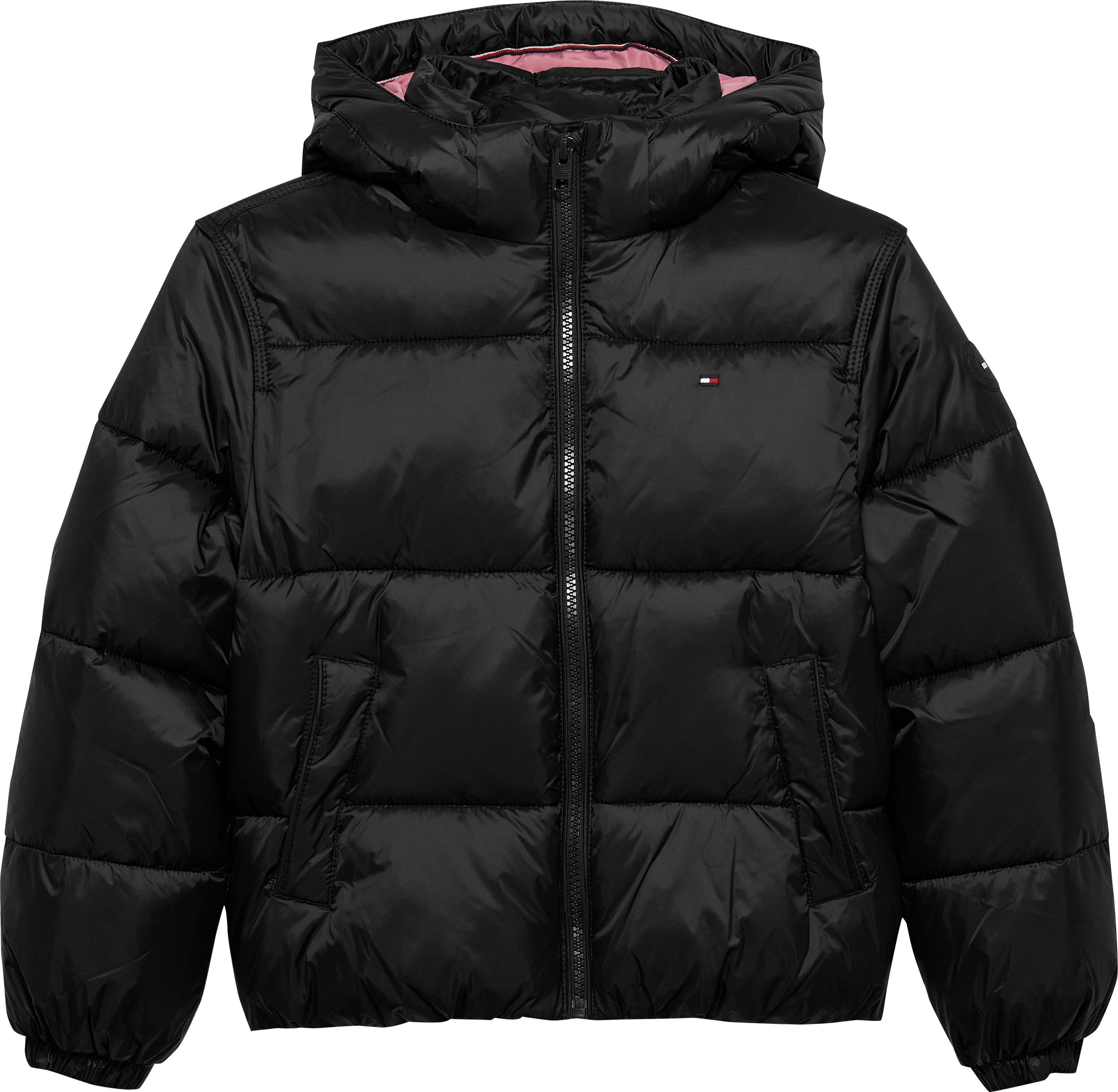 Tommy Hilfiger Gewatteerde jas HOODED SHINY PUFFER JACKET
