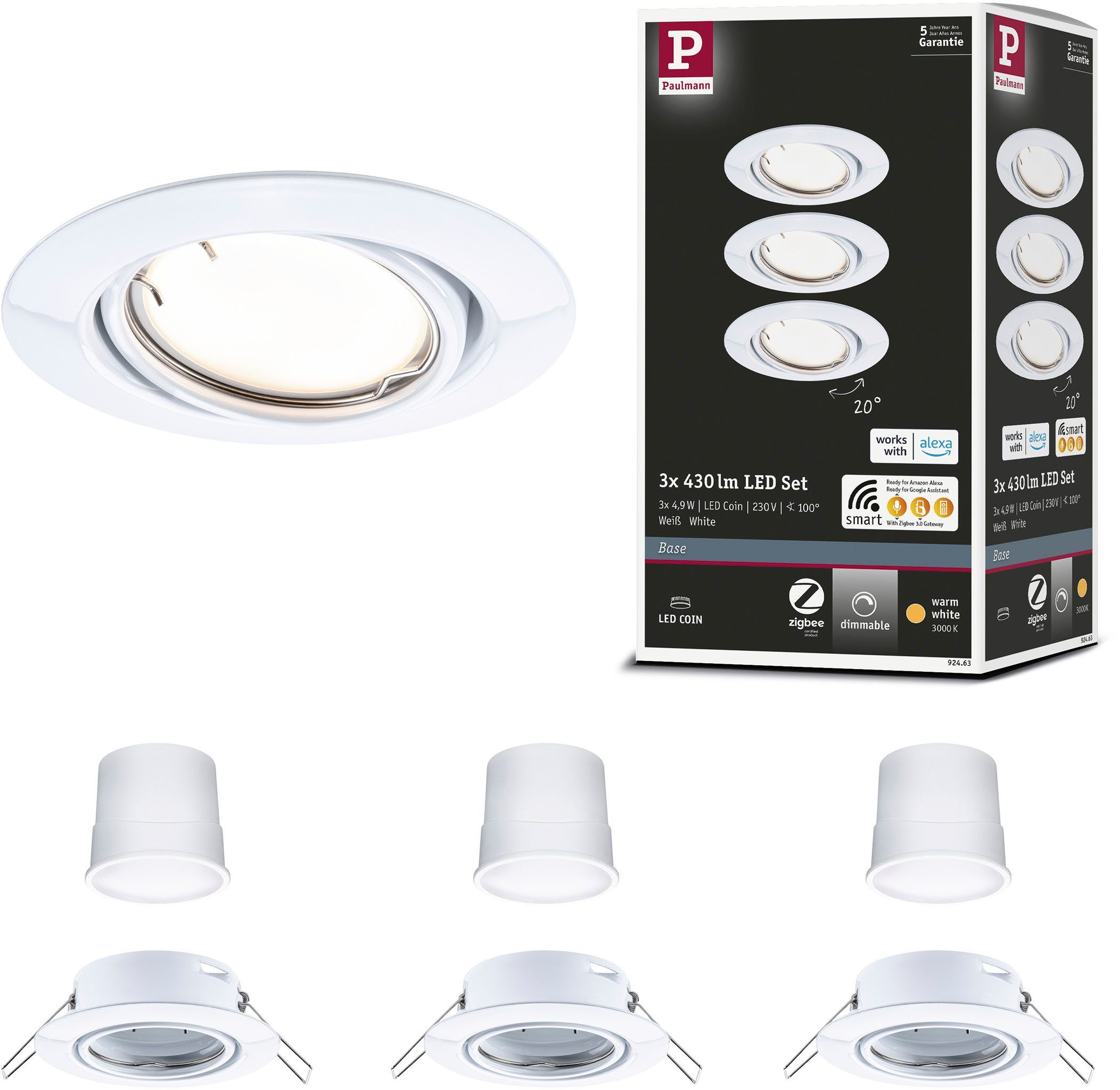 Paulmann Ledinbouwlamp Base 3x430lm 230V (1 stuk)