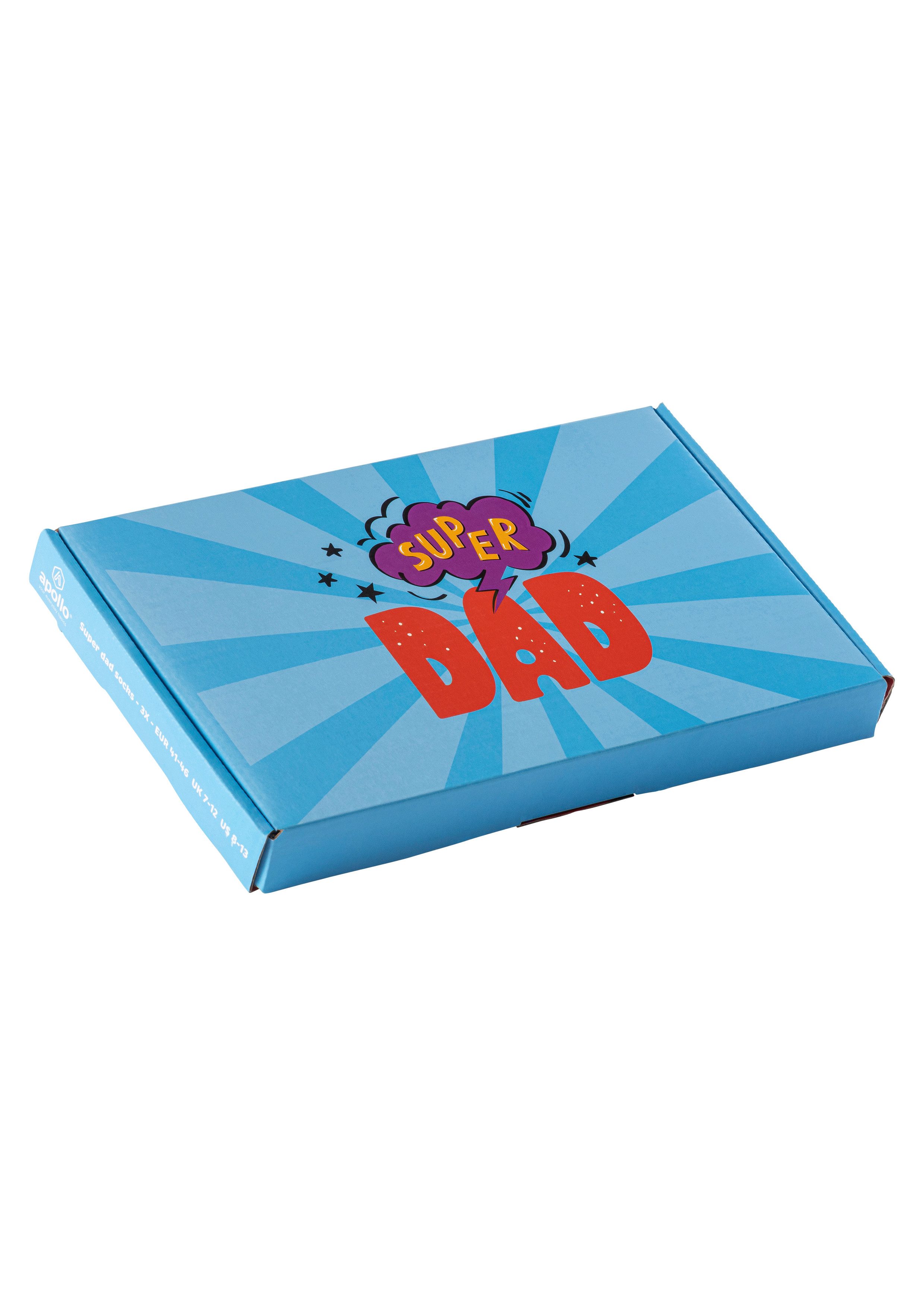 Apollo Sokken Cadeau-doos Super-Papa of Beste Papa verschillende kleuren designs, perfect voor vaderdag of verjaardag (2 paar, Set van 3)