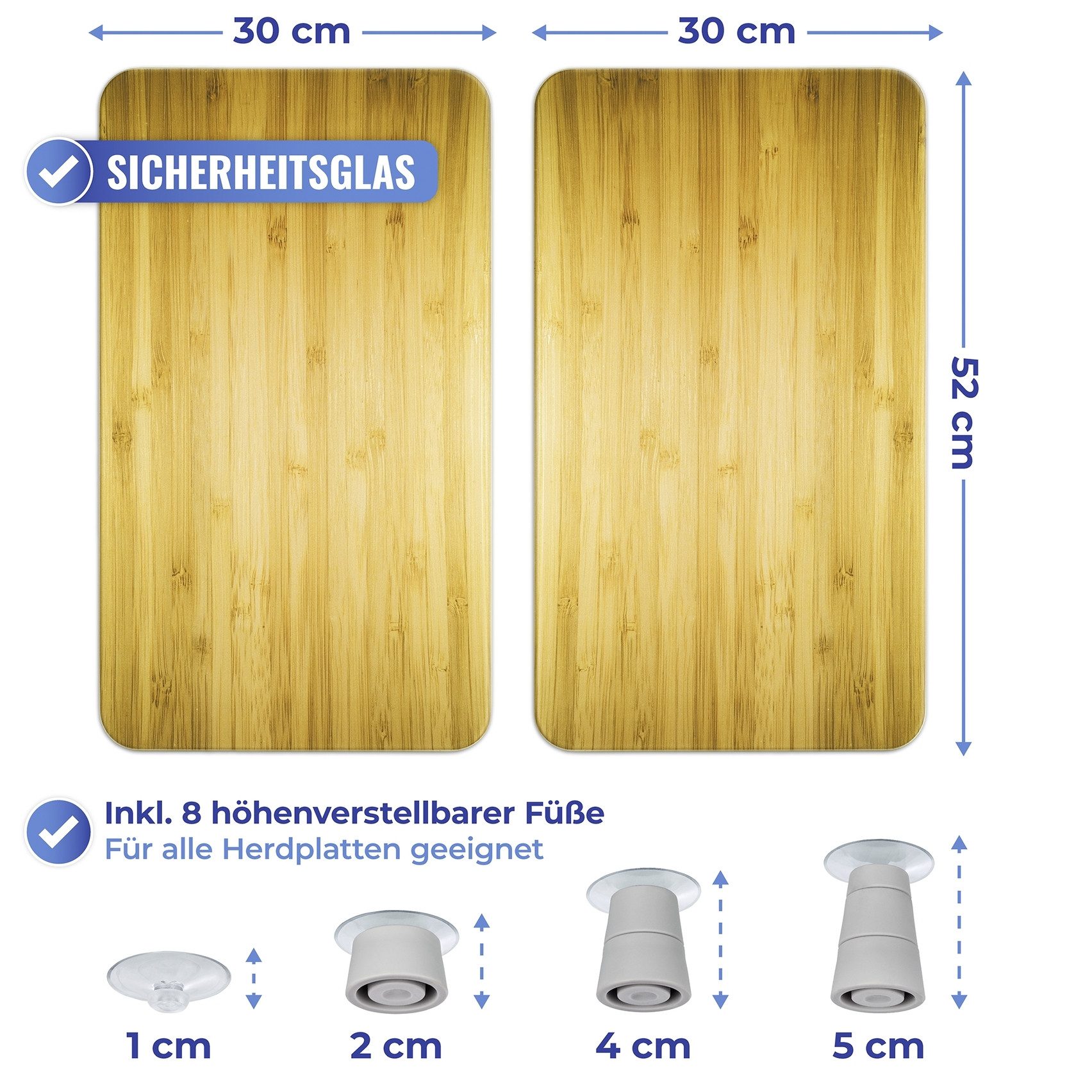 Maximex Kookplaatdeksel Universal Model Holz-Optik Kookplaatafdekking voor alle soorten kookplaten, krasvast, met antislipvoetjes (set, 2-delig)