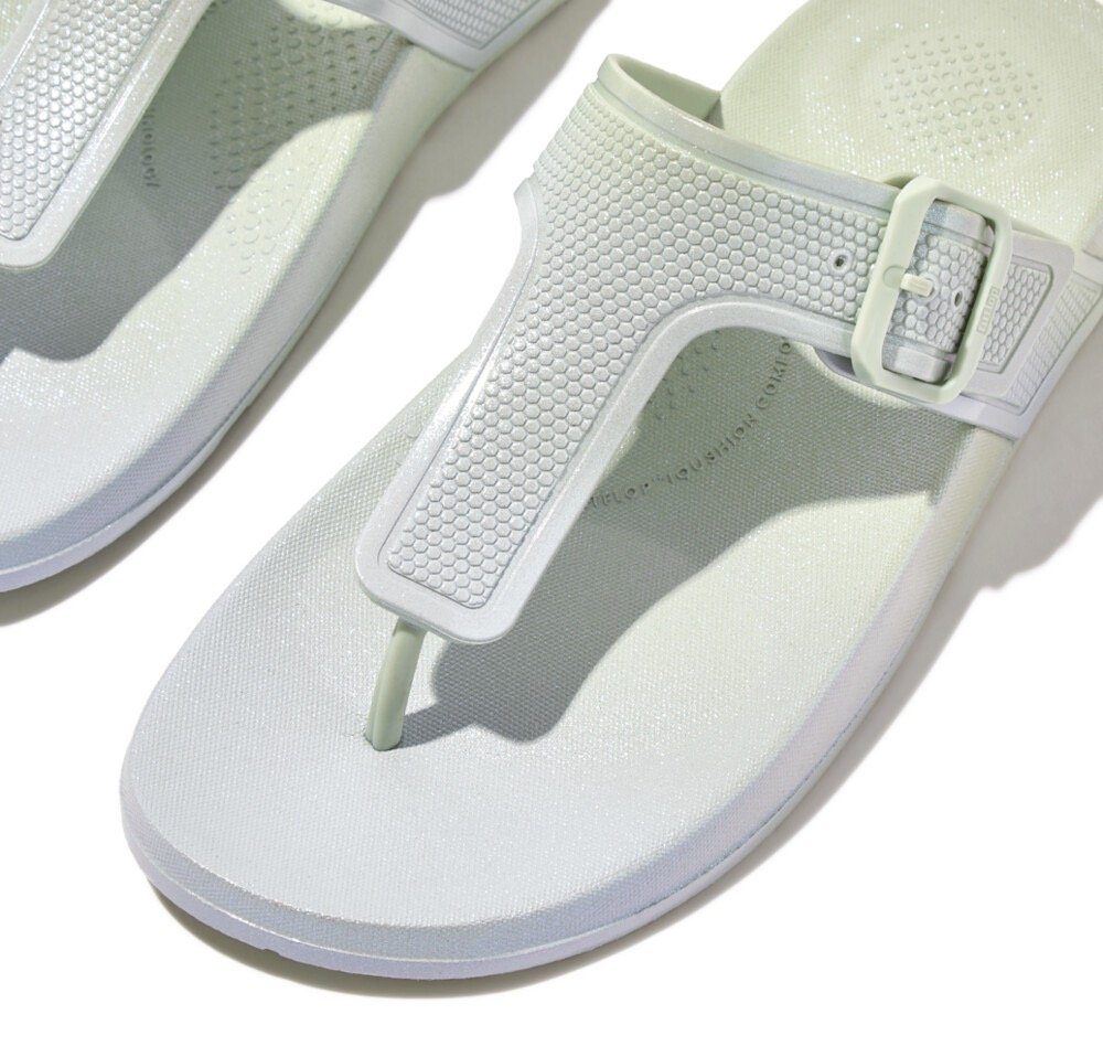 Fitflop Teenslippers IQUSHION IRIDESCENT ADJUSTABLE BUCKLE sleehak, zomerschoen, slippers met verstelbare gesp