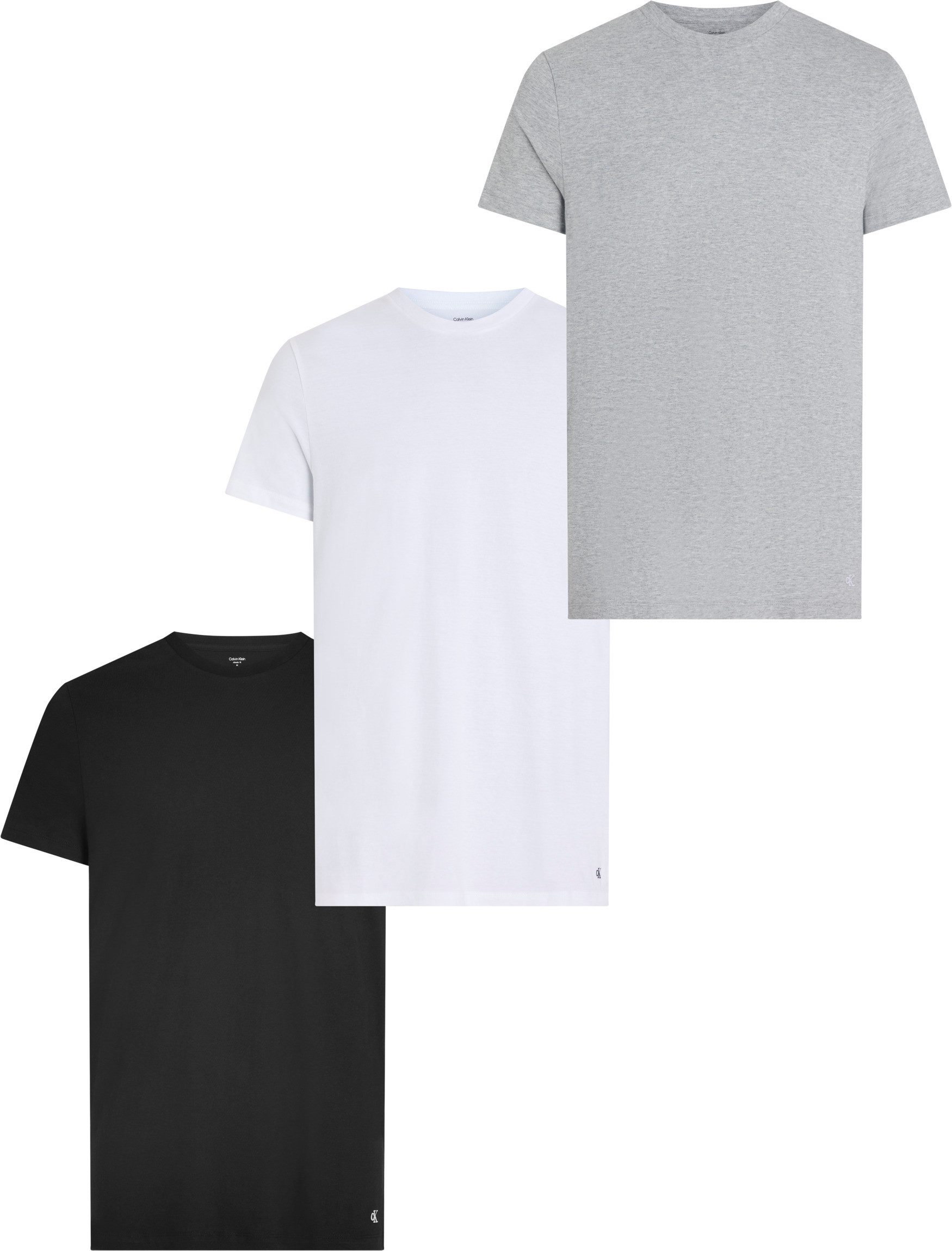 Calvin Klein T-shirt S/S CREW NECK 3PK met geborduurd logo (3-delig, Set van 3)