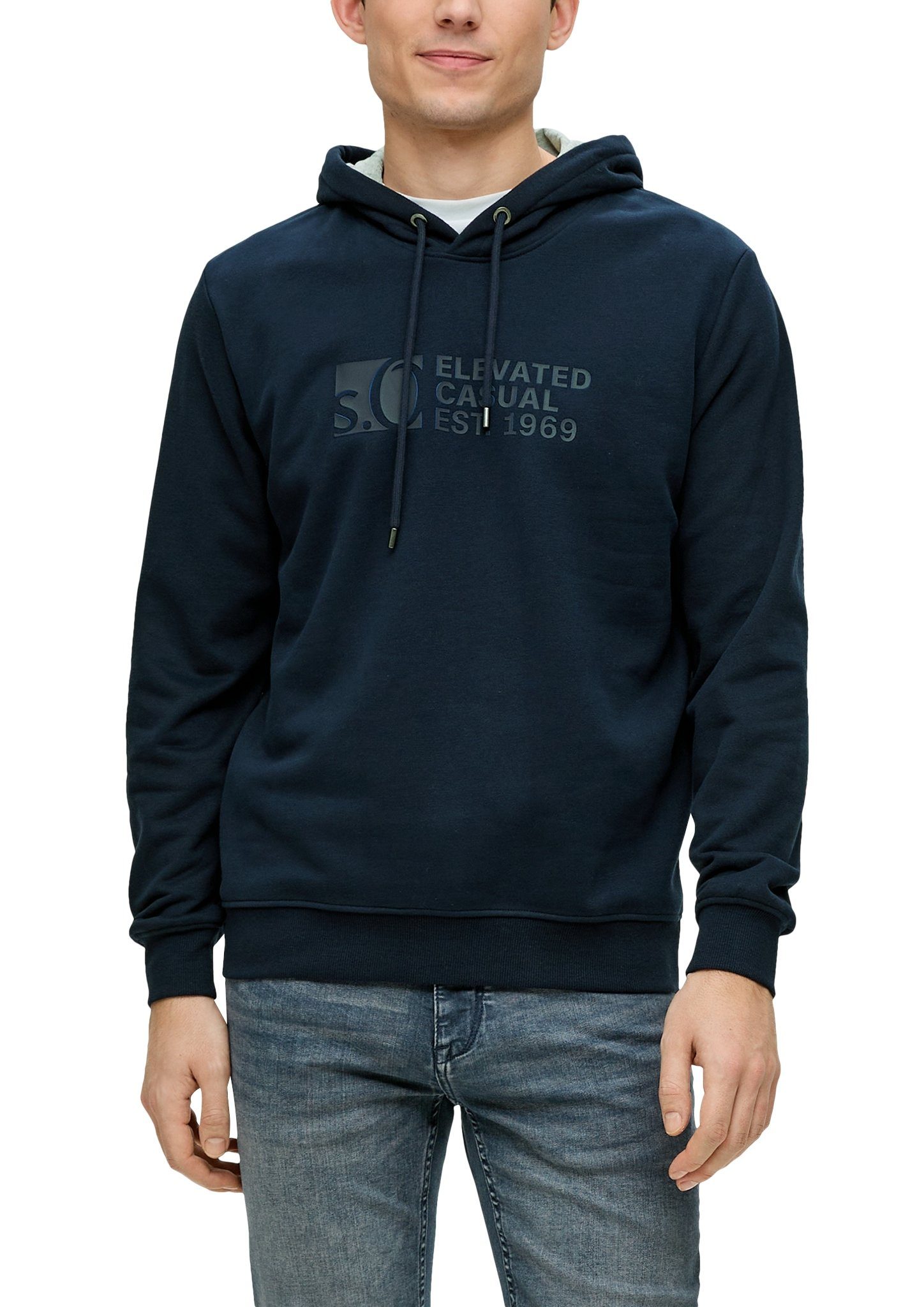 S.Oliver hoodie met printopdruk donkerblauw