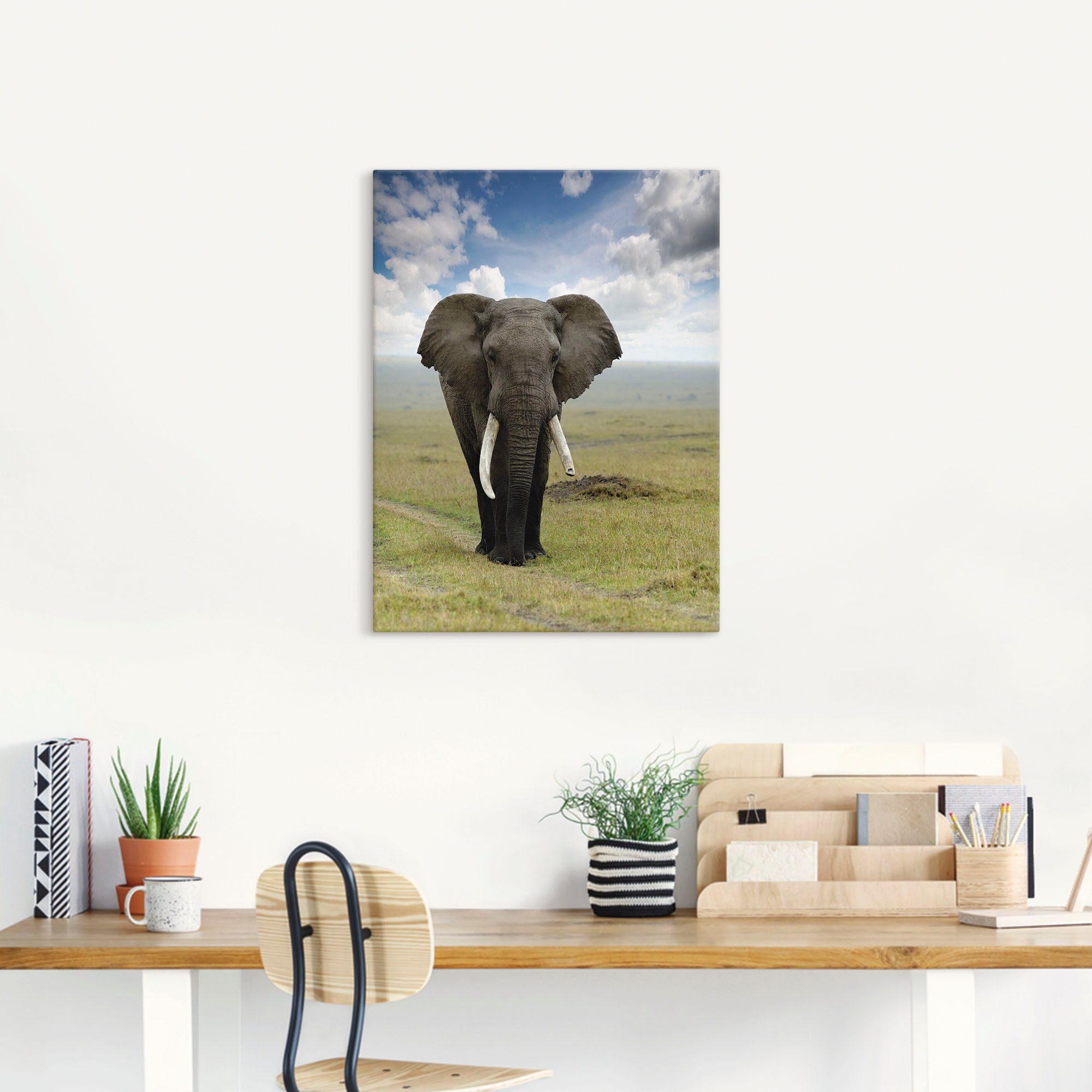 Artland Artprint Olifant als artprint van aluminium, artprint voor buiten, artprint op linnen, poster in verschillende maten. maten