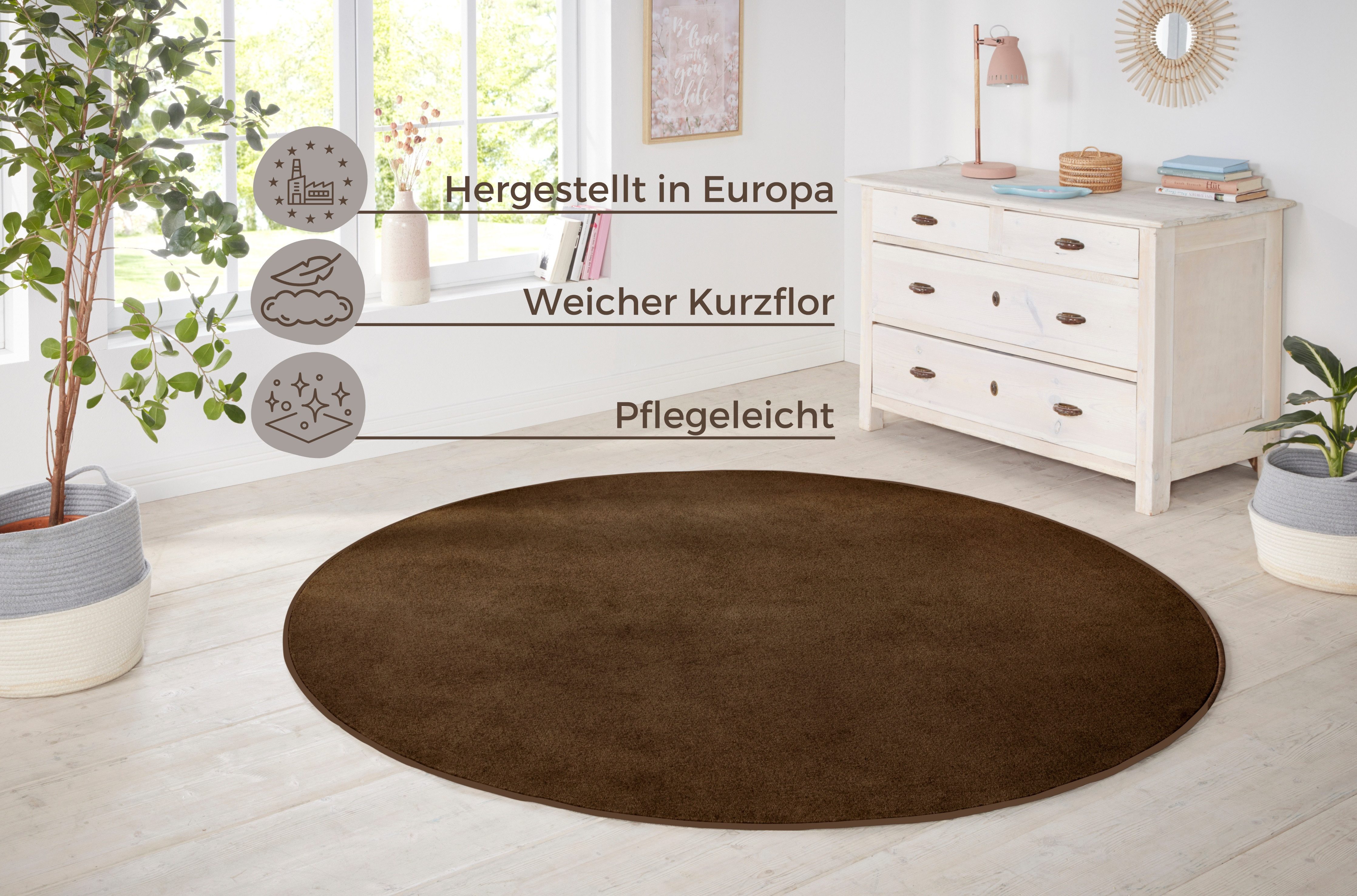 HANSE Home Vloerkleed Shashi Korte pool, unikleur, vloerkleed, zacht, eetkamer, kinderkamer, hal