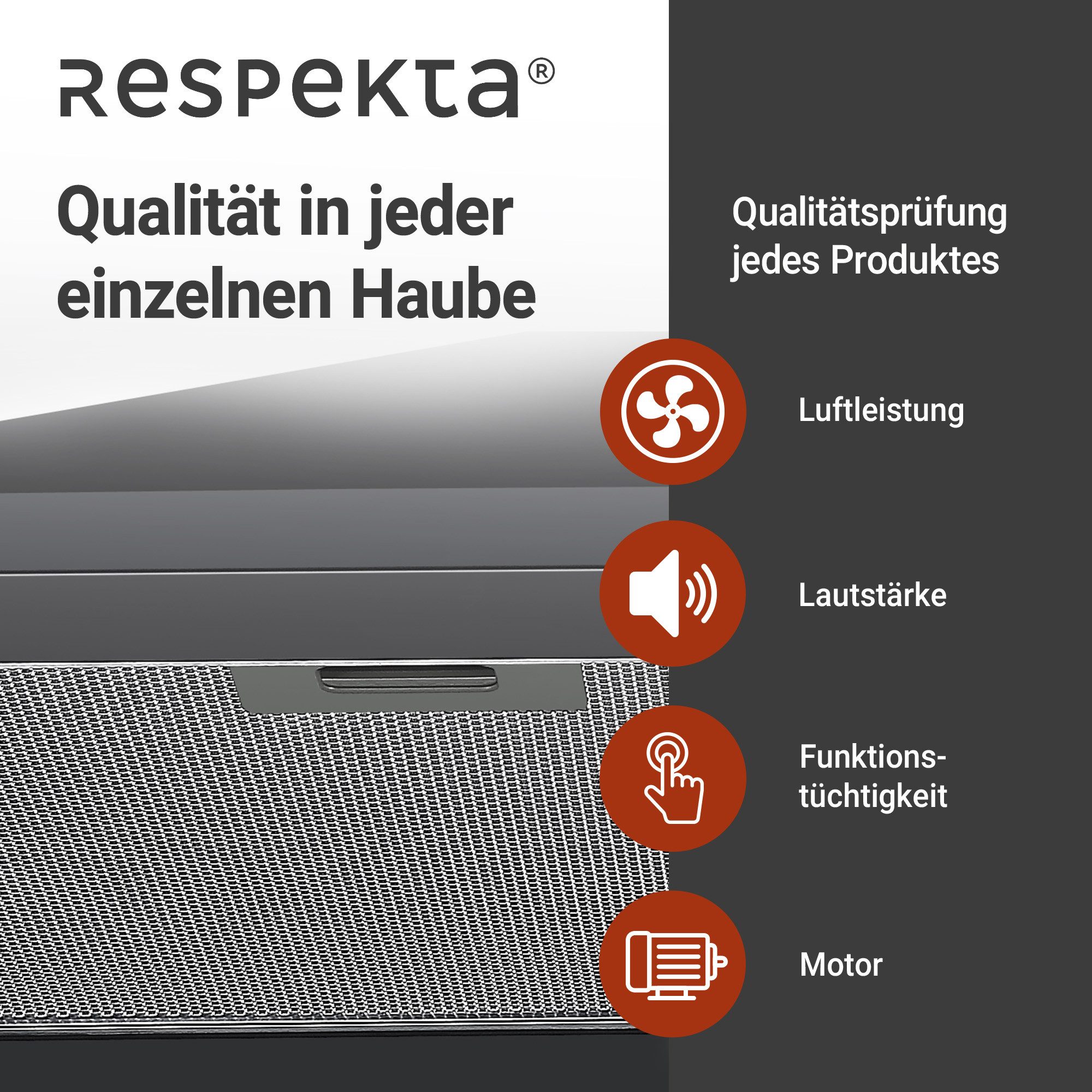 RESPEKTA Schouwkap CH 22055 SA 60 cm, 3 vermogensniveaus, led-verlichting, geschikt voor afzuiging en recirculatie