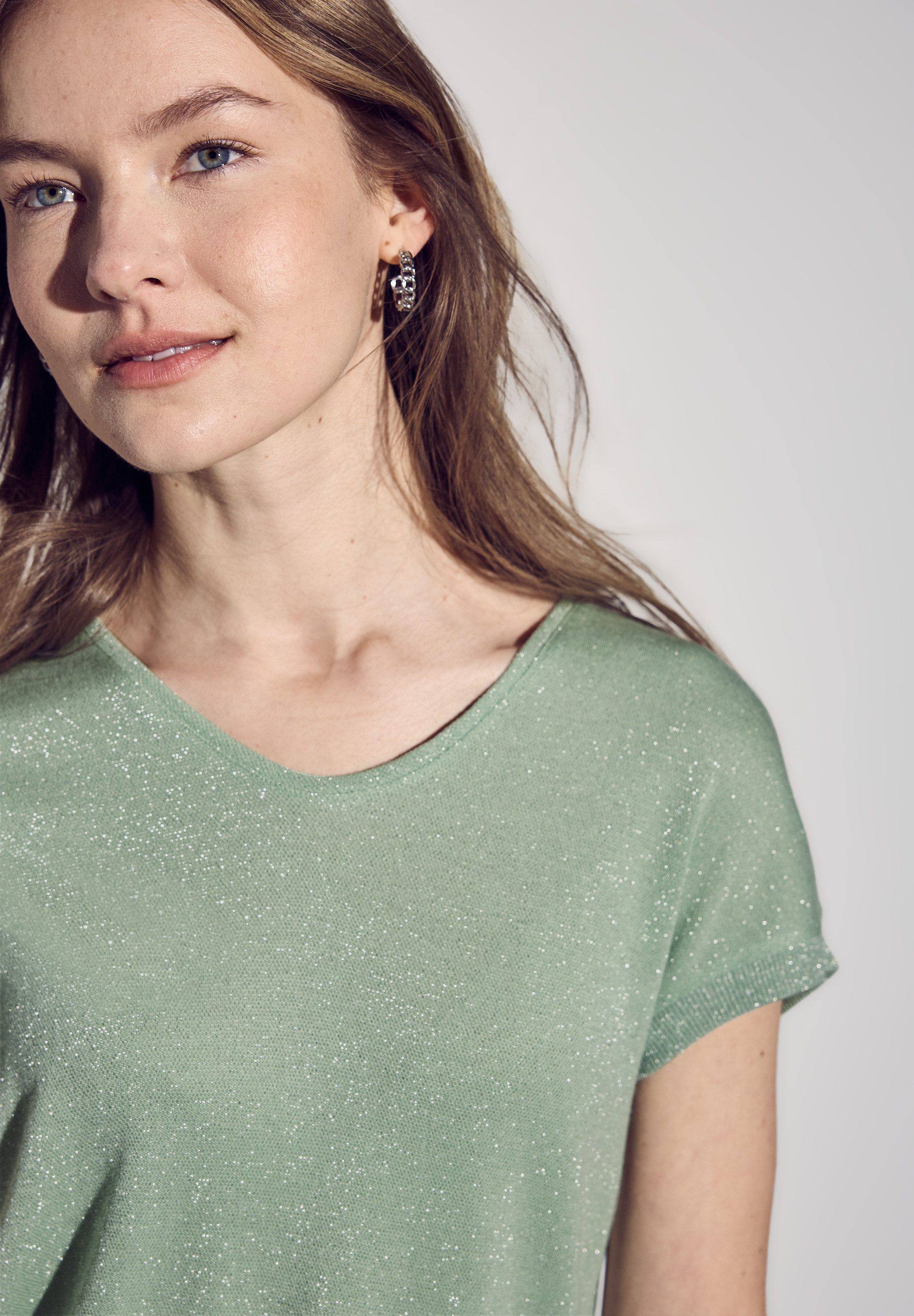 STREET ONE T-shirt in glitter-look