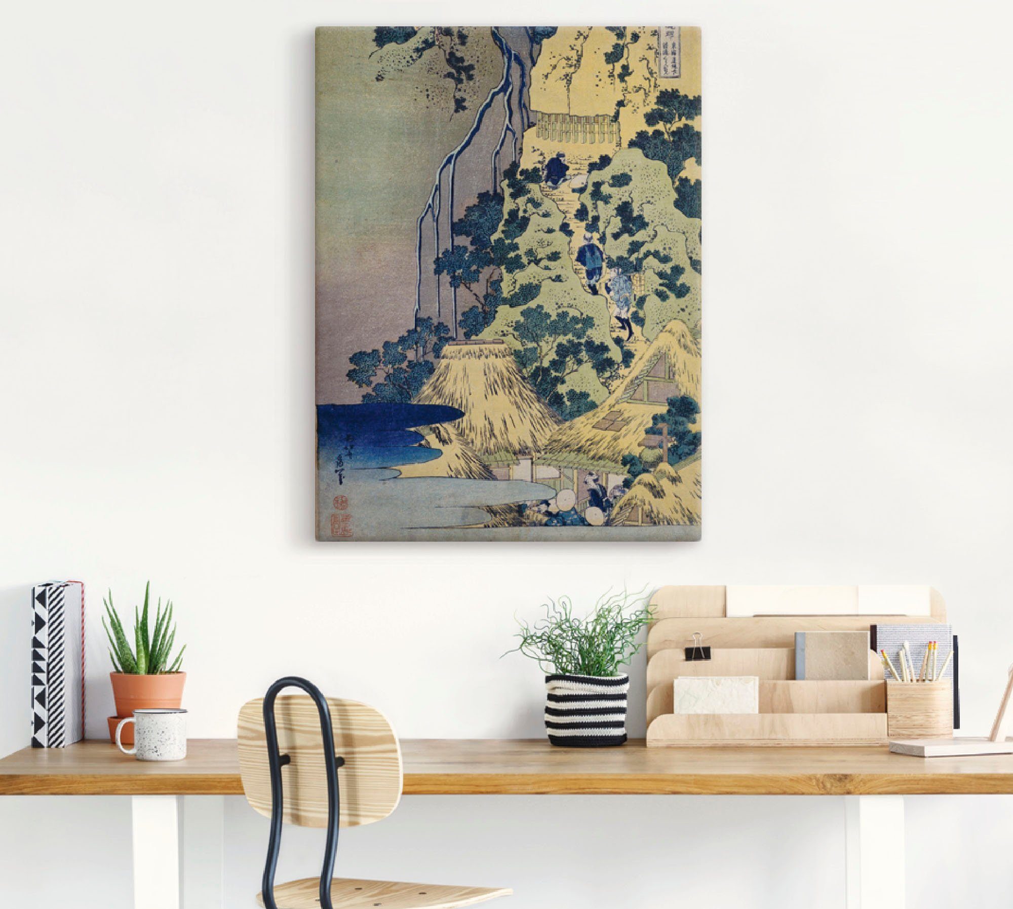 Artland Artprint Reiziger die een berg beklimt als artprint op linnen, poster in verschillende formaten maten