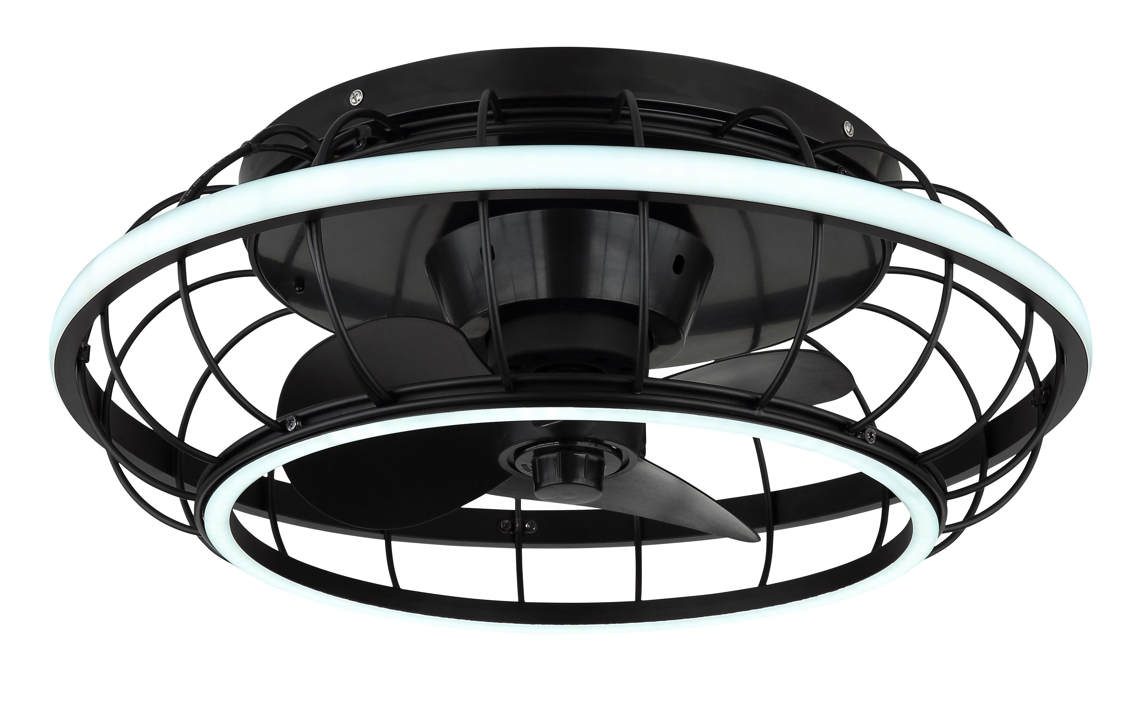 Globo Lightning Plafondlamp LINAY plafondventilator Ventilator metaal zwart mat, LED(1 stuk)