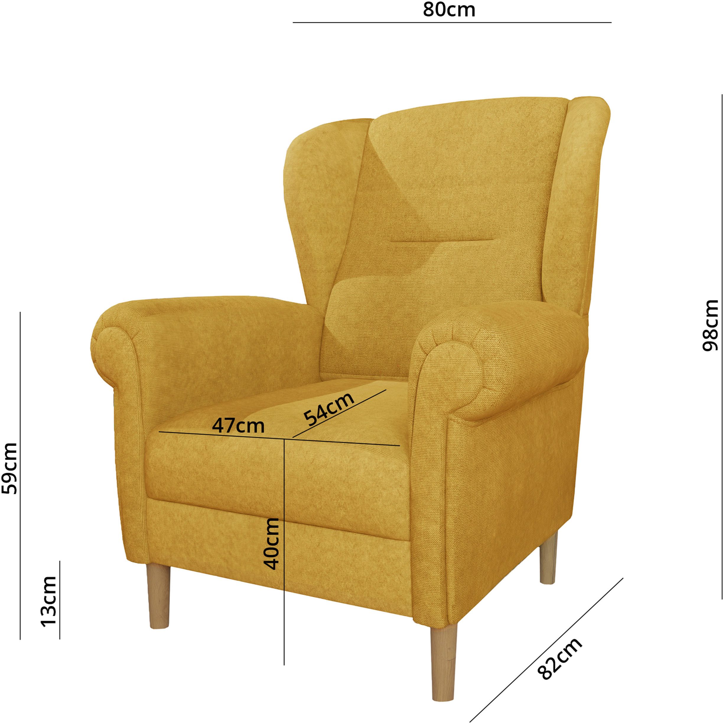 Home affaire Oorfauteuil OSTIANO BxDxH: 80x82x98 cm, fauteuil Uniek stuk, dikke gebogen armleuningen, effen en geruit