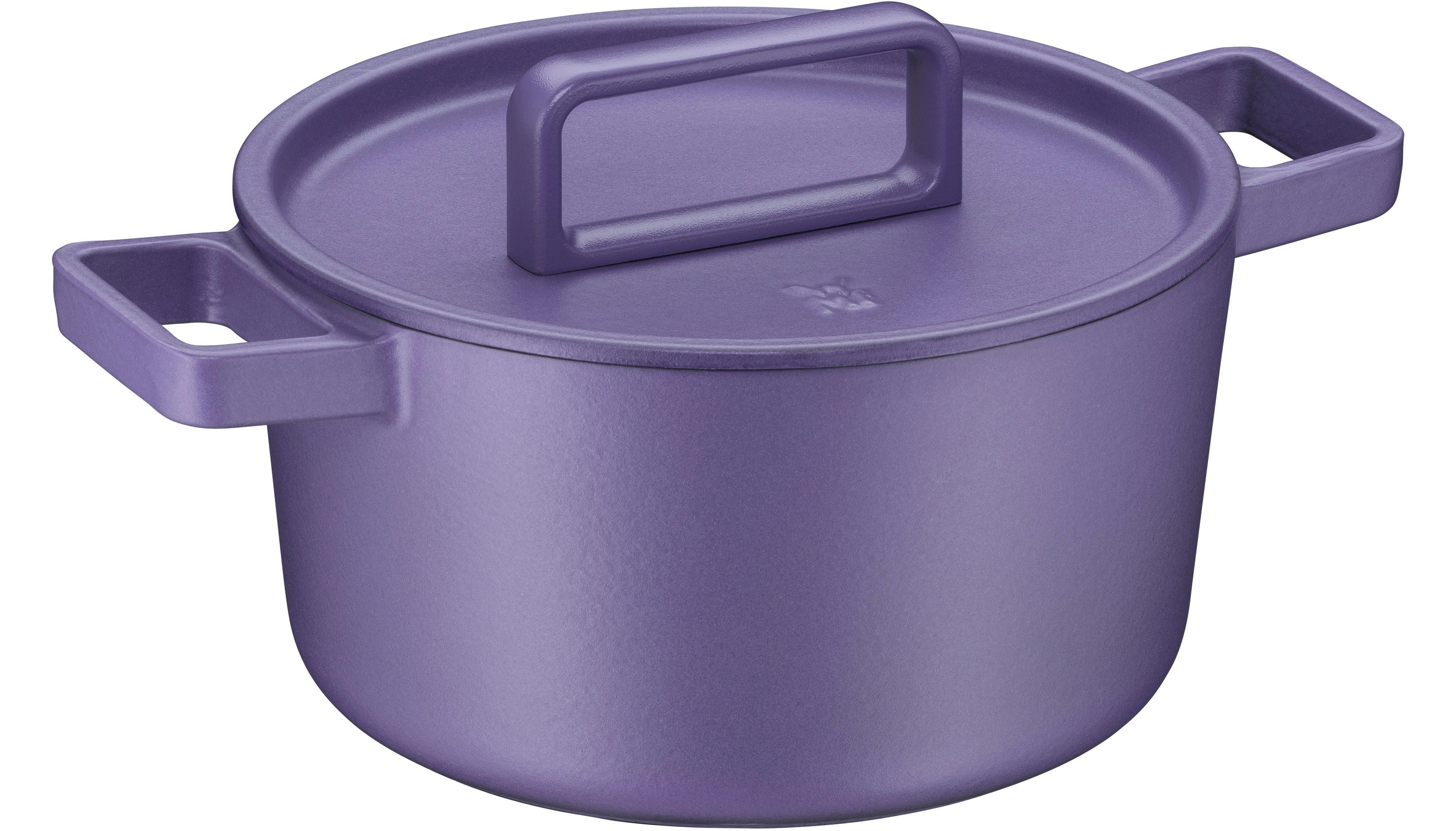 WMF Braadpan Flavour, Ø 24 cm 5,2 liter, gietijzeren kookgerei, deksel met condensatienoppen braadpannen paars