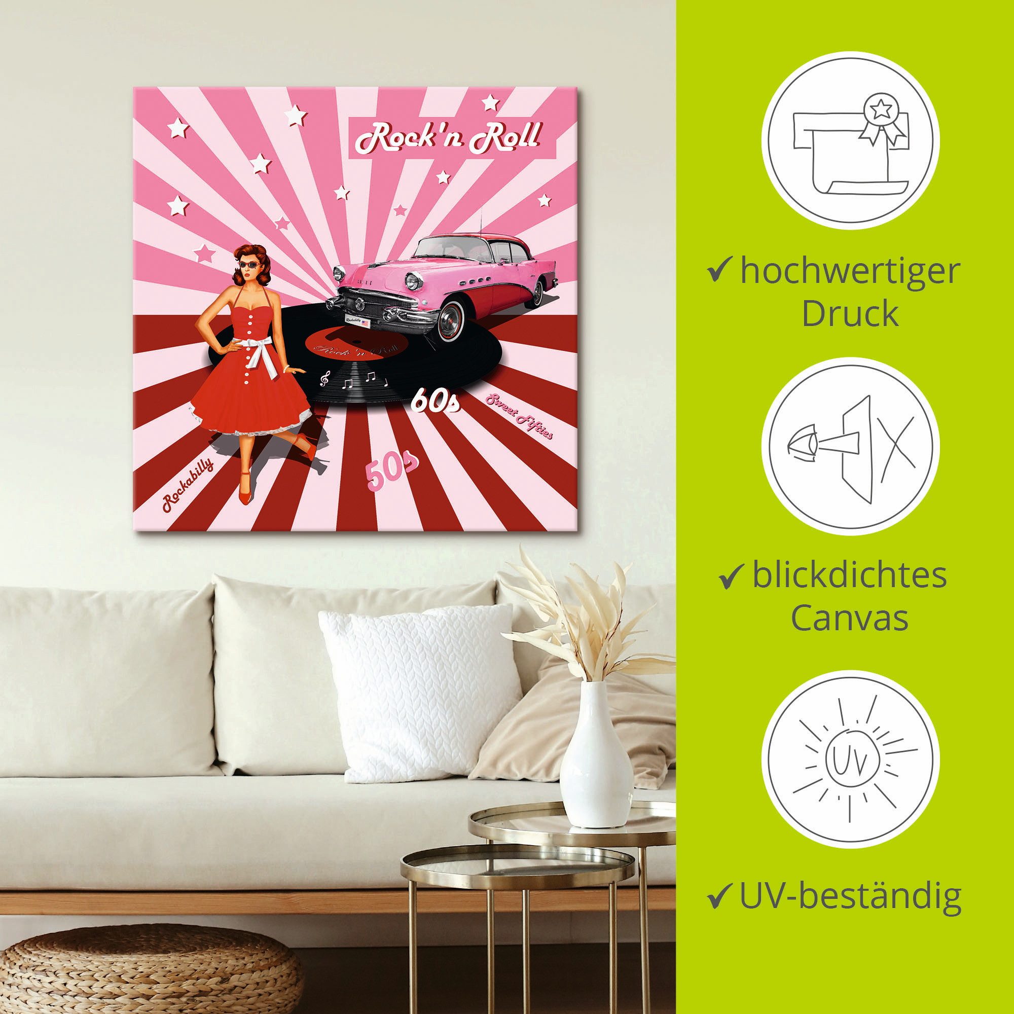 Artland Artprint Rock'n roll van de jaren 50 als artprint van aluminium, artprint voor buiten, artprint op linnen, poster, muursticker