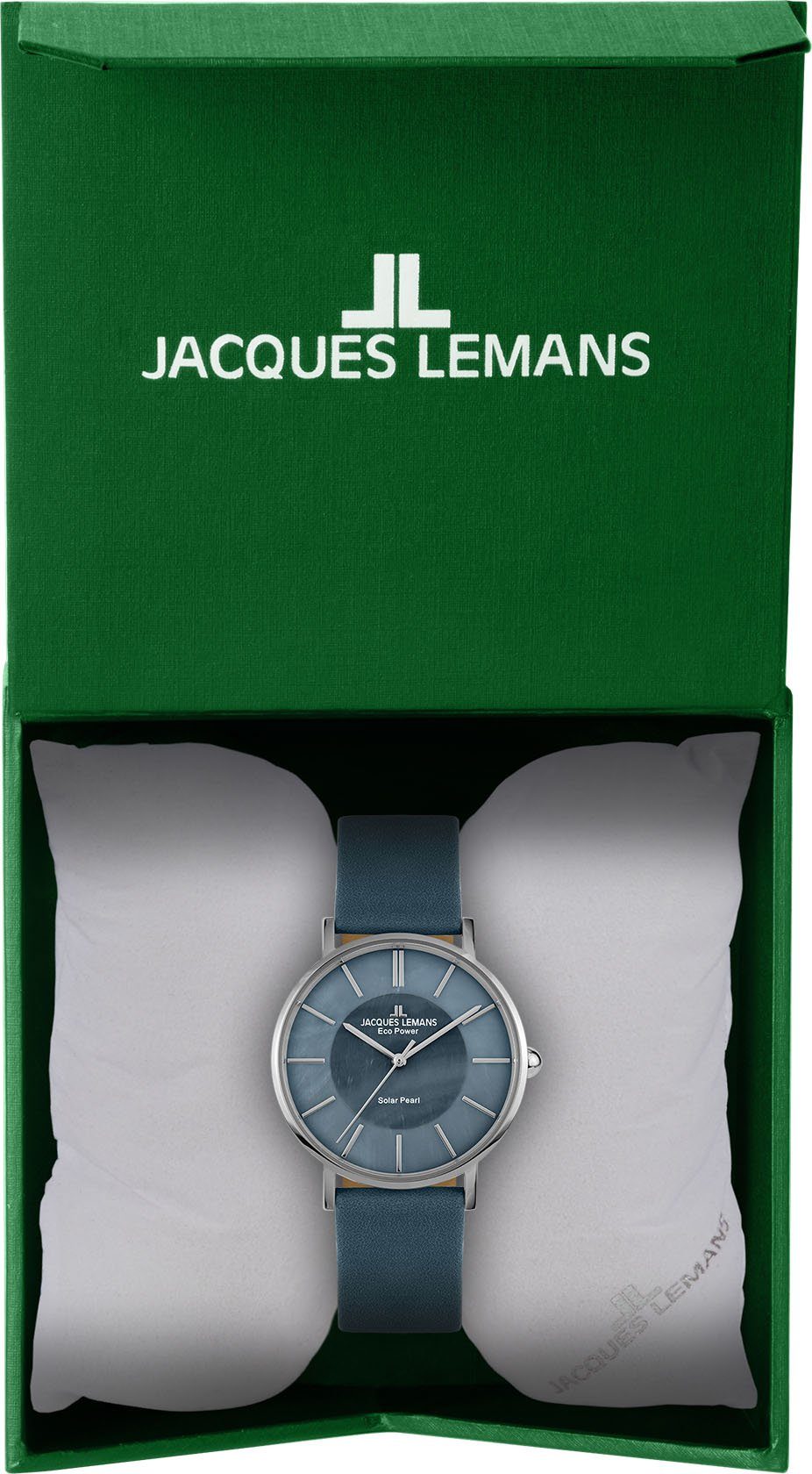 Jacques Lemans Solarhorloge Eco Power Solar Pearl, 1-2112B Polshorloge, dameshorloge, parelmoer wijzerplaat, leren armband