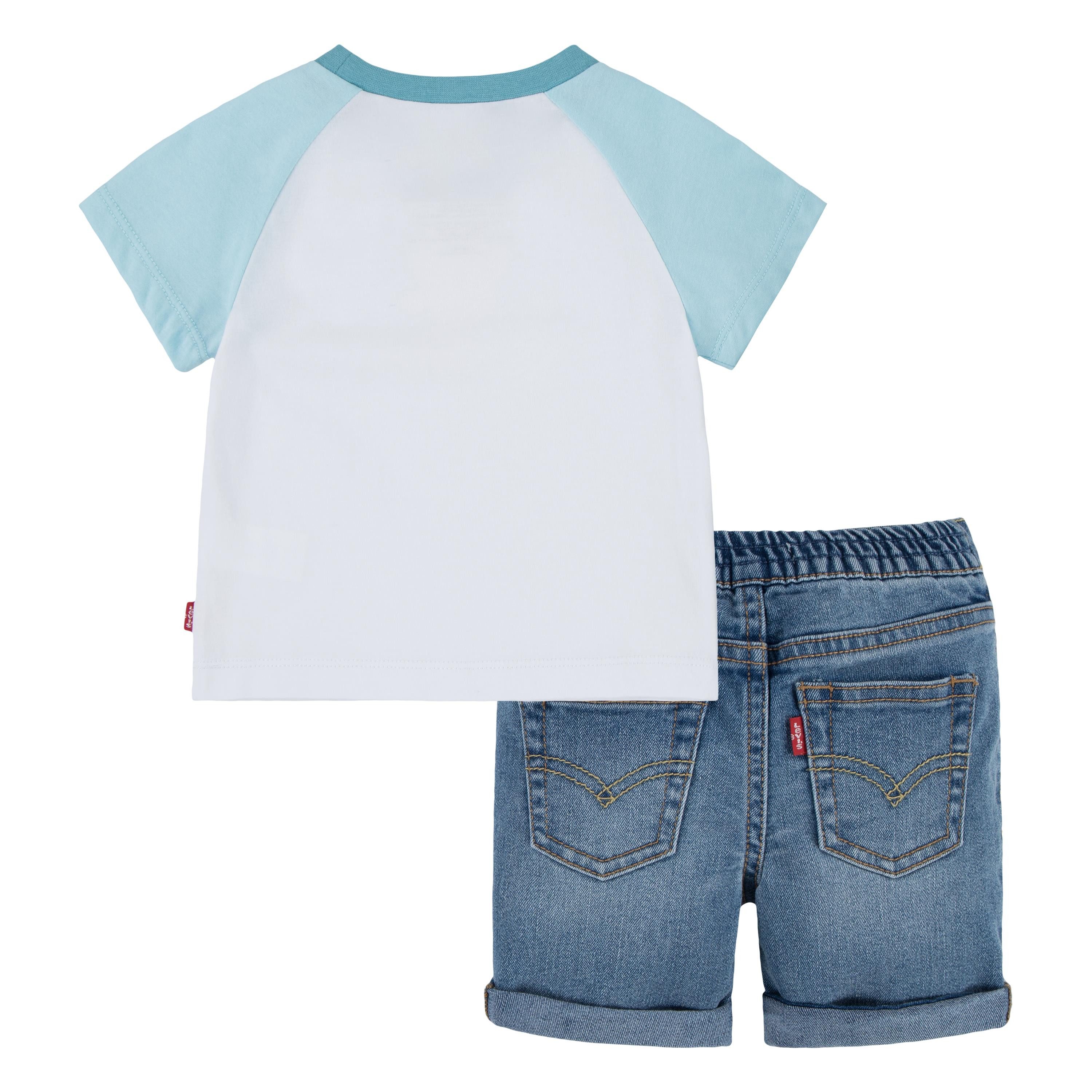Levi's Kidswear Shirt met print en jeansshorts, voor jongens (set, 2-delig)