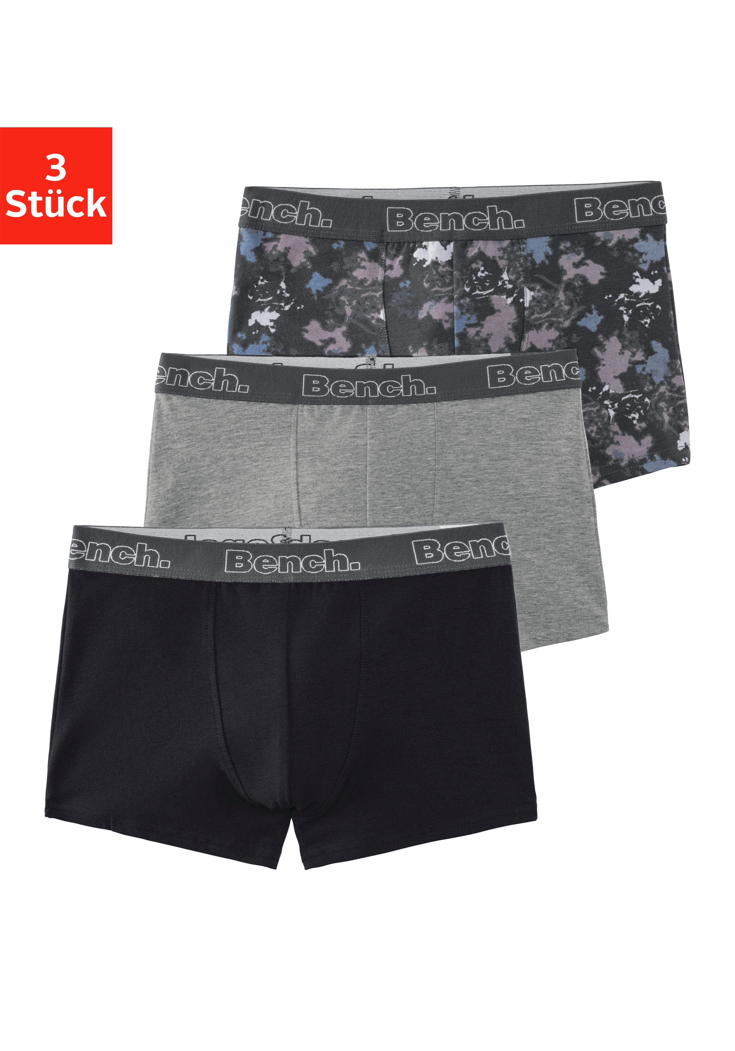 Bench. Boxershort voor jongens uni en gemusterd in een verpakking (set, 3 stuks) jongens boxershorts maat 182 multicolor