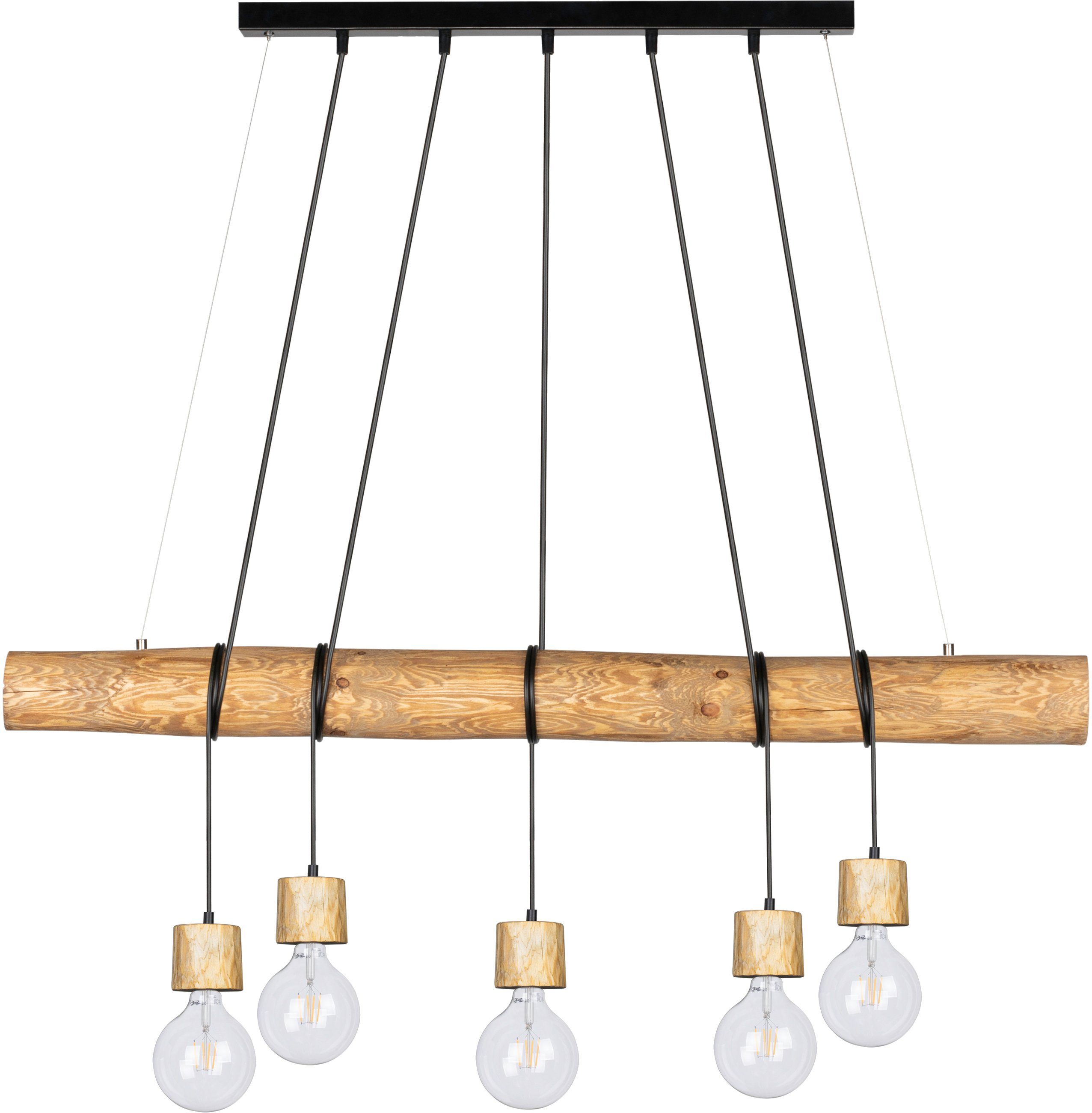 SPOT Light Hanglamp TRABO PINO Hanglamp, houten balk van massief grenenhout ø 8-12 cm, duurzaam - FSC®-gecertificeerd, bijpassende LM E27/exclusief, Made in Europe
