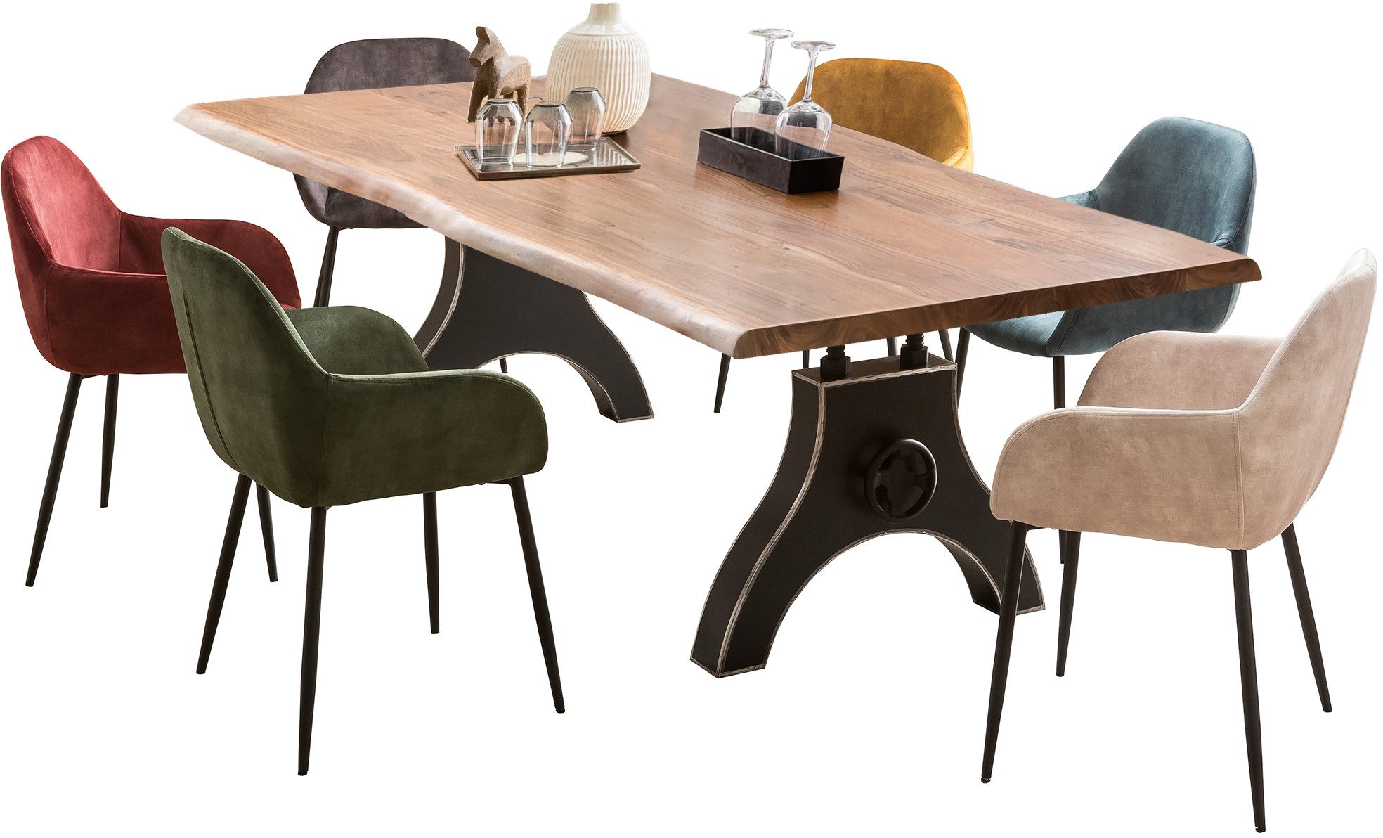 SIT Eettafel Massief acaciahout gebeitst, gelakt en gewaxt