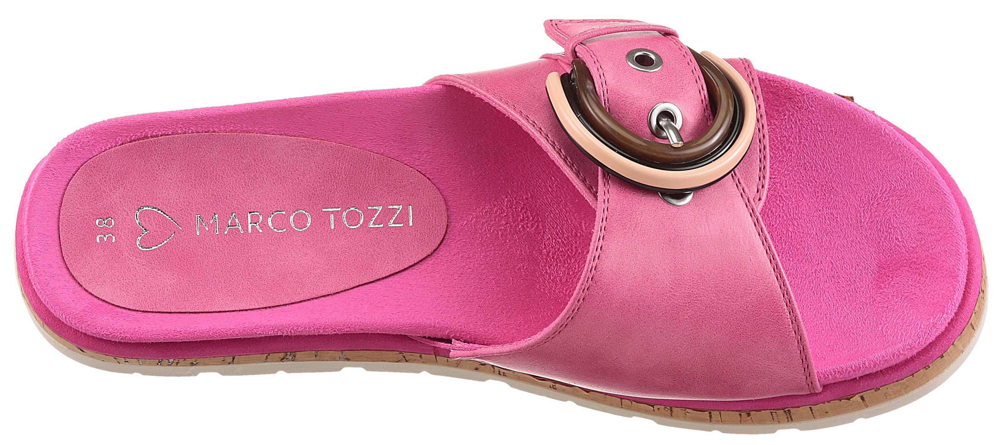 Marco Tozzi Slippers , plateau, zomerschoen, instapschoen met decoratieve gesp