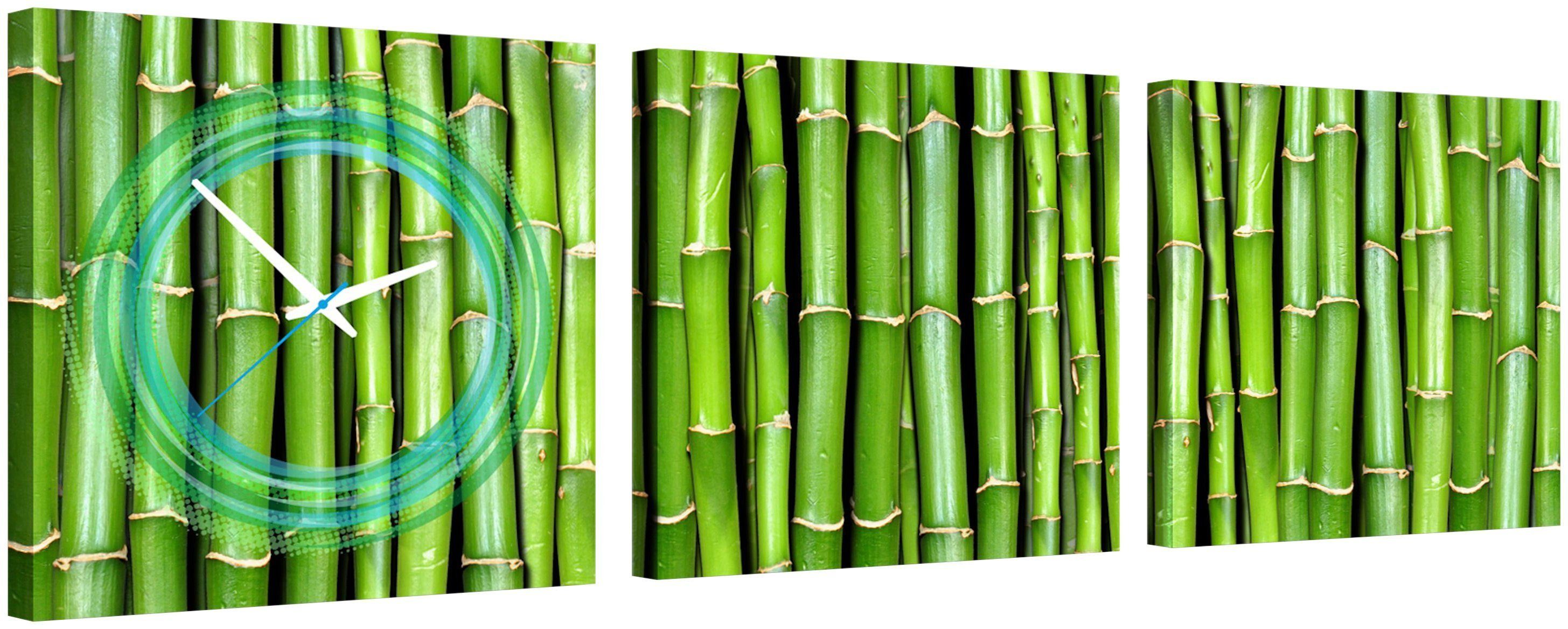 Conni Oberkircher´s Wanddecoratie Green Bamboo II met decoratieve klok (set)