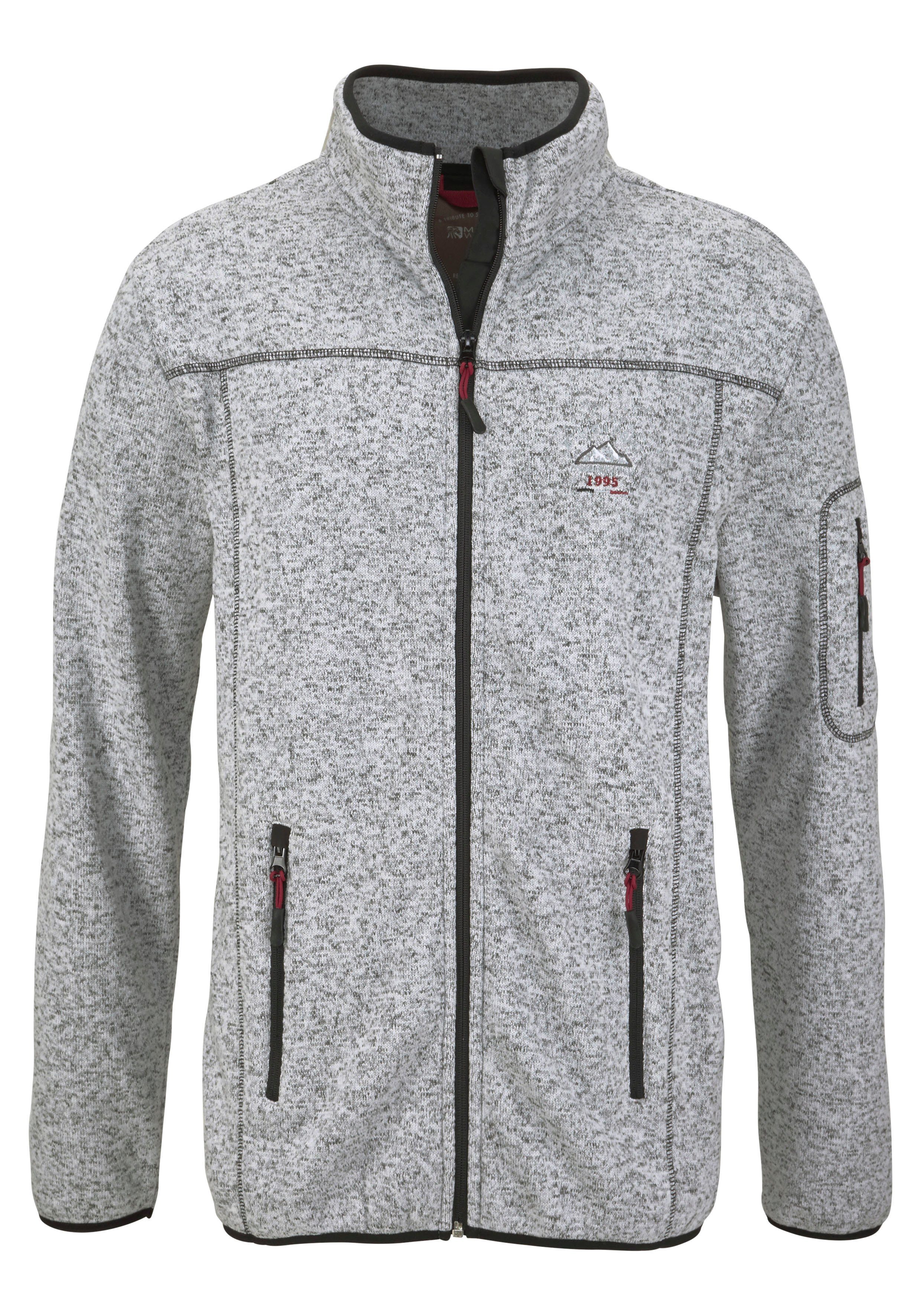 Man's World Gebreid fleecejack voor de herfst, met ritszakken, met staande kraag