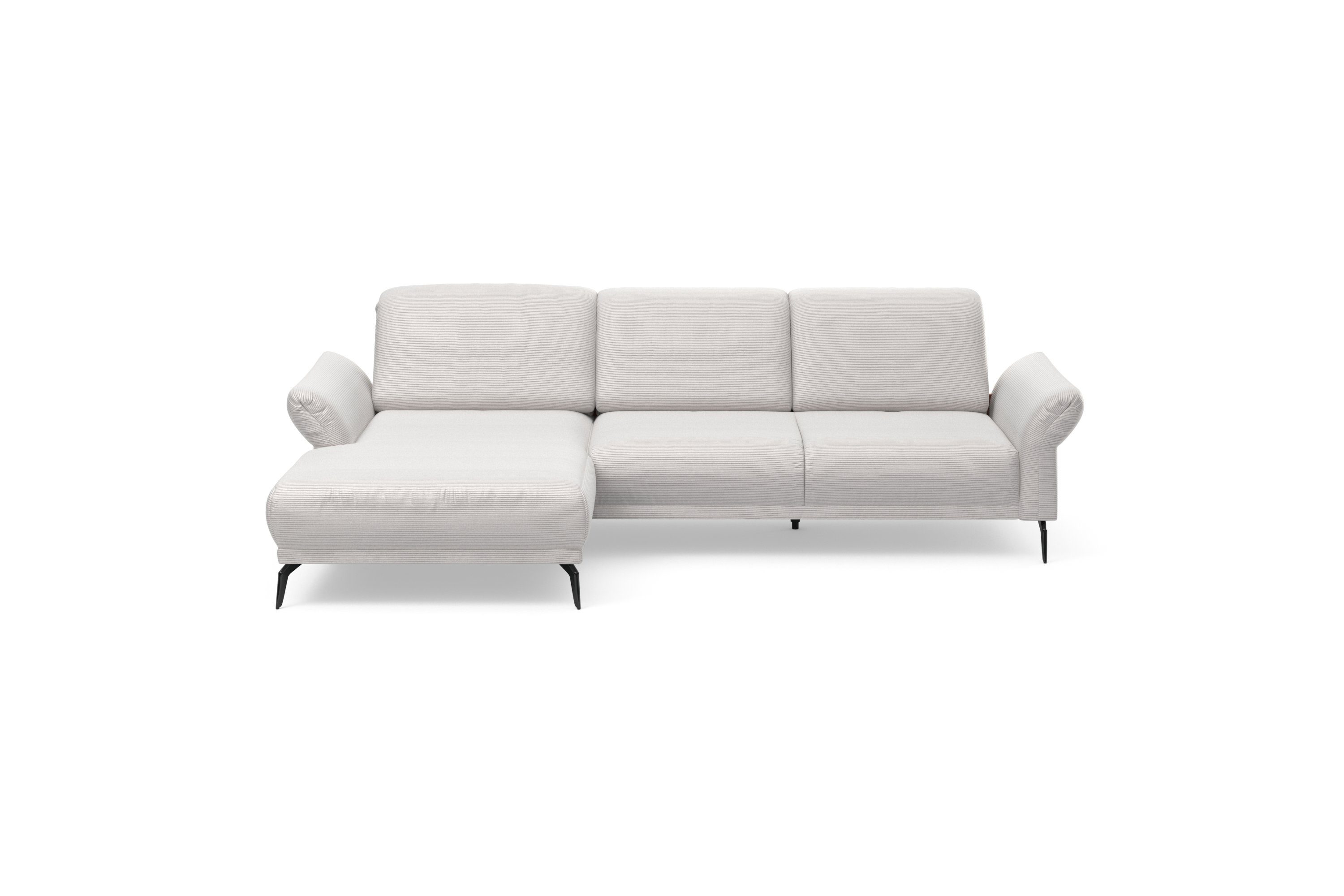 INOSIGN Hoekbank Coco L-vorm Verstelbare zitdiepte, armleuning en hoofdeind, cordbekleding, poothoogte 15 cm