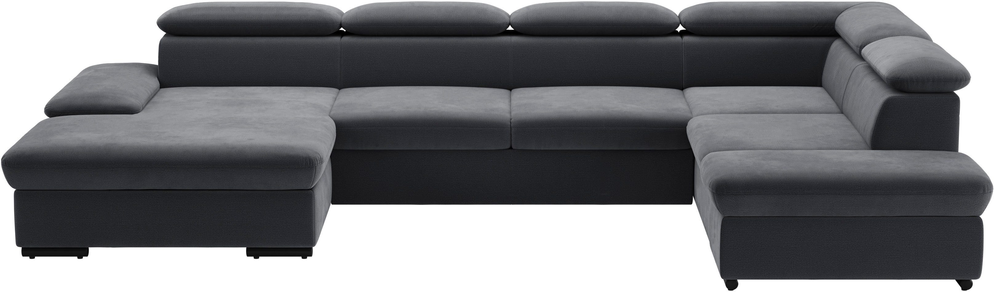 sit&more Zithoek Alcudia U-vorm optioneel met slaapfunctie grijs, zithoeken, Breedte ligoppervlak: 124 cm, Lengte ligoppervlak: 269 cm