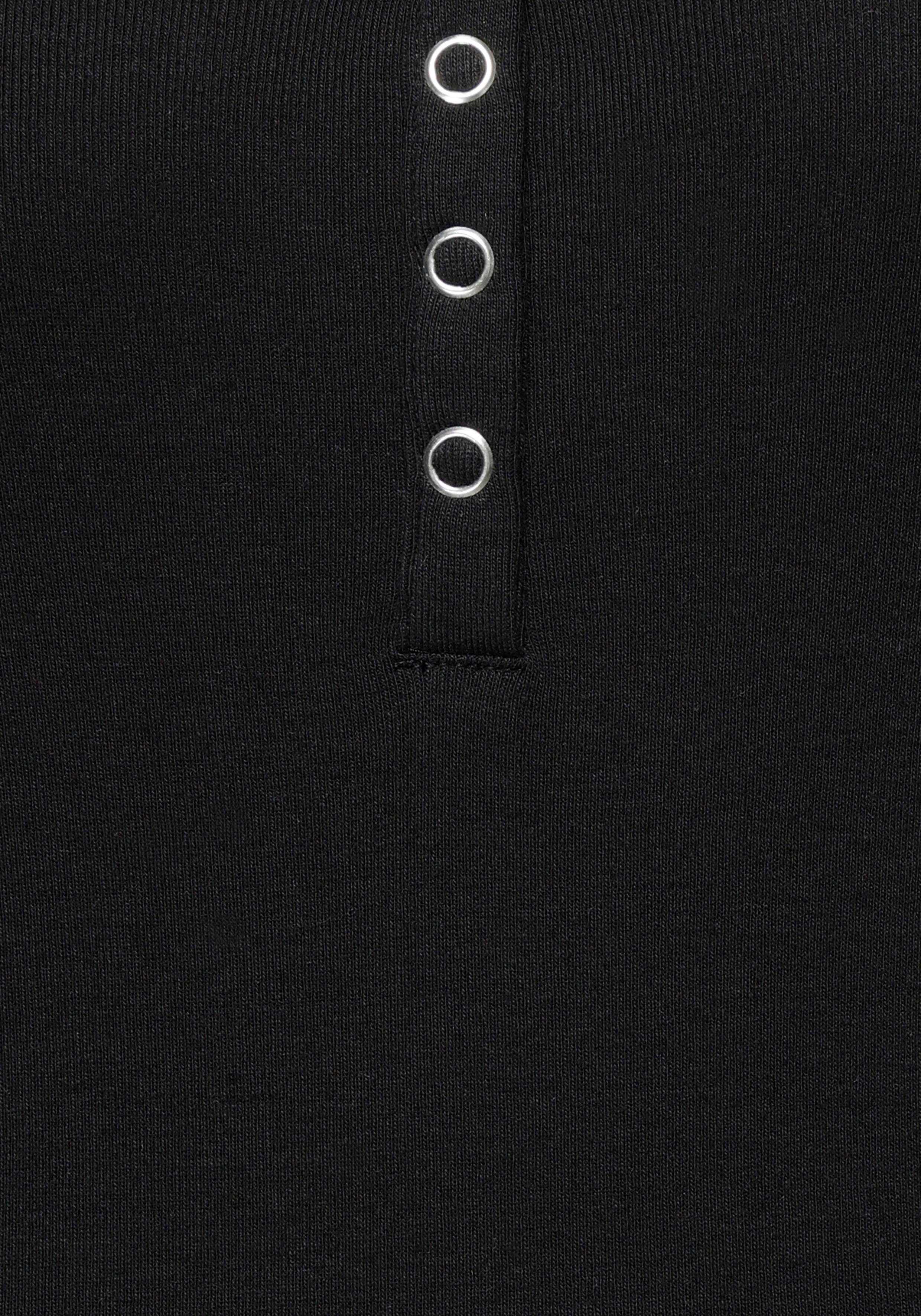 KangaROOS Shirt met lange mouwen oprolbare mouwen, figuurvolgende snit, met logoprint