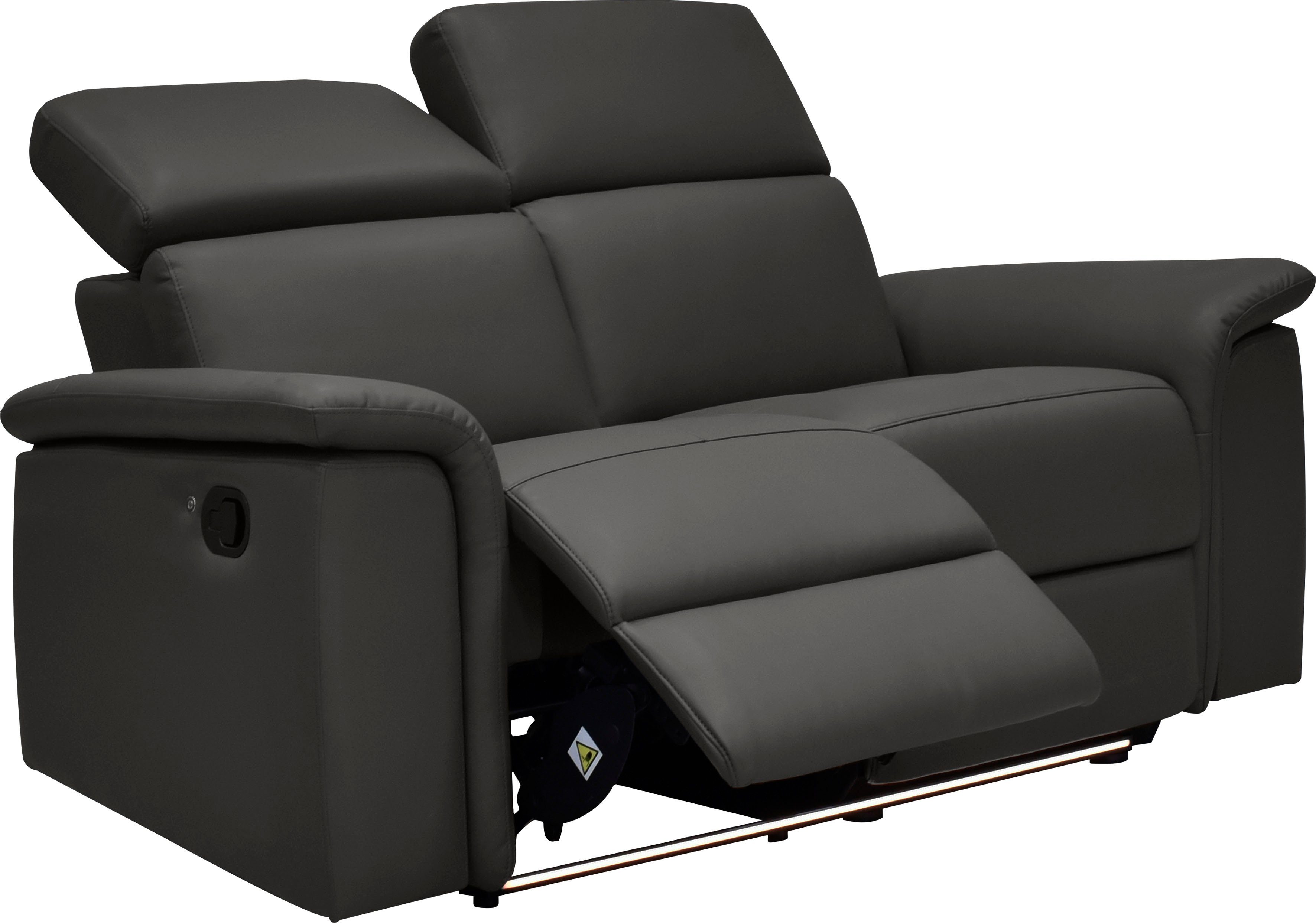 Places of Style 2-zitsbank Pareli 172 cm, handmatige en elektrische relaxfunctie USB, hoofdsteunverstelling, LED, in echt leer, kunstleer, web
