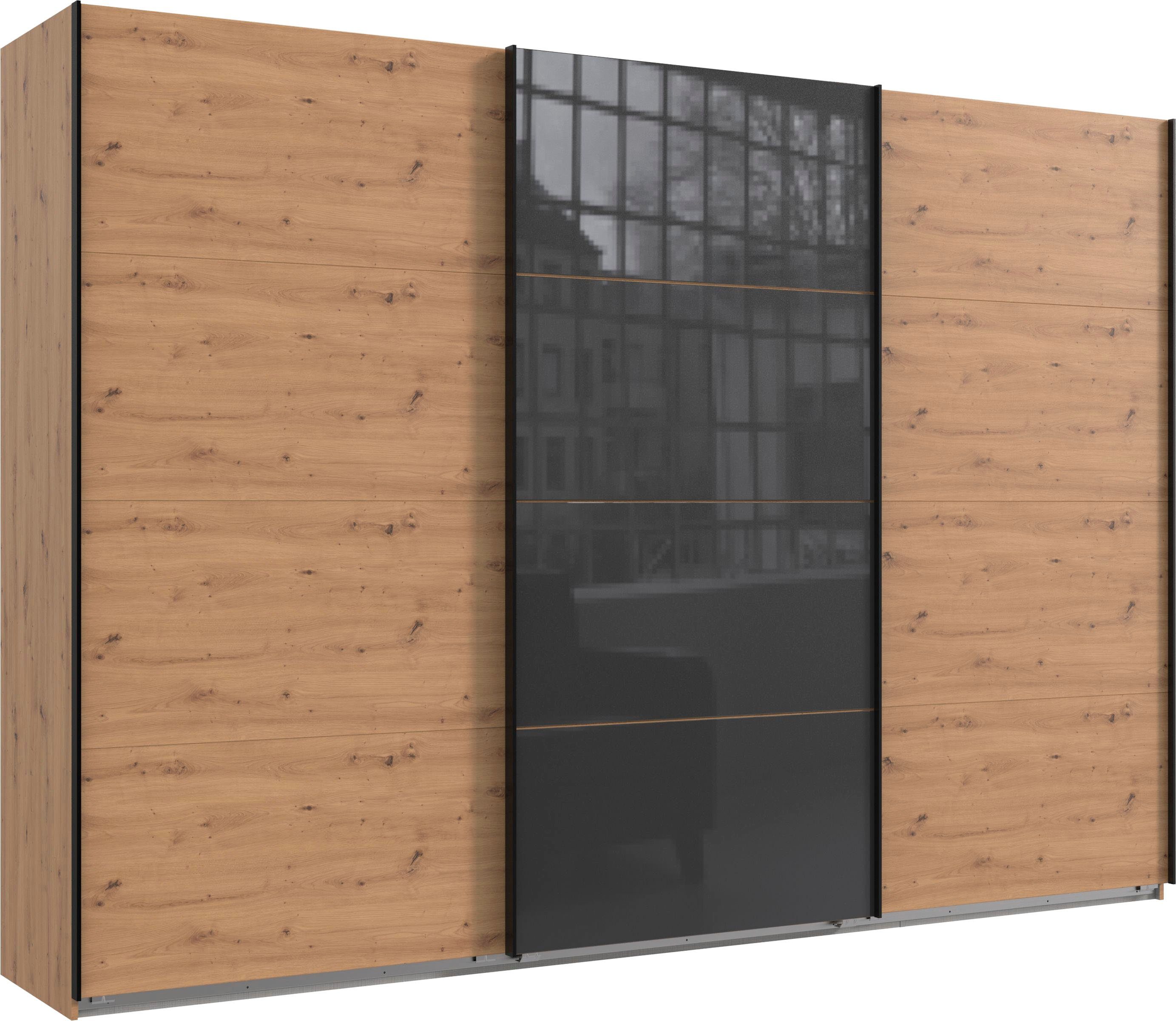 Wimex Zweefdeurkast Norderstedt Inclusief 2 stoffen dozen en 2 extra planken, met glasdeur zweefdeurkasten maat 313 cm x 236 cm x 64 cm beige