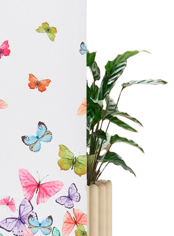 Home affaire Rolgordijn met zijbediening Butterfly Hittebescherming, vlinders, multicolour, gedessineerd, klemsteun (1 stuk)
