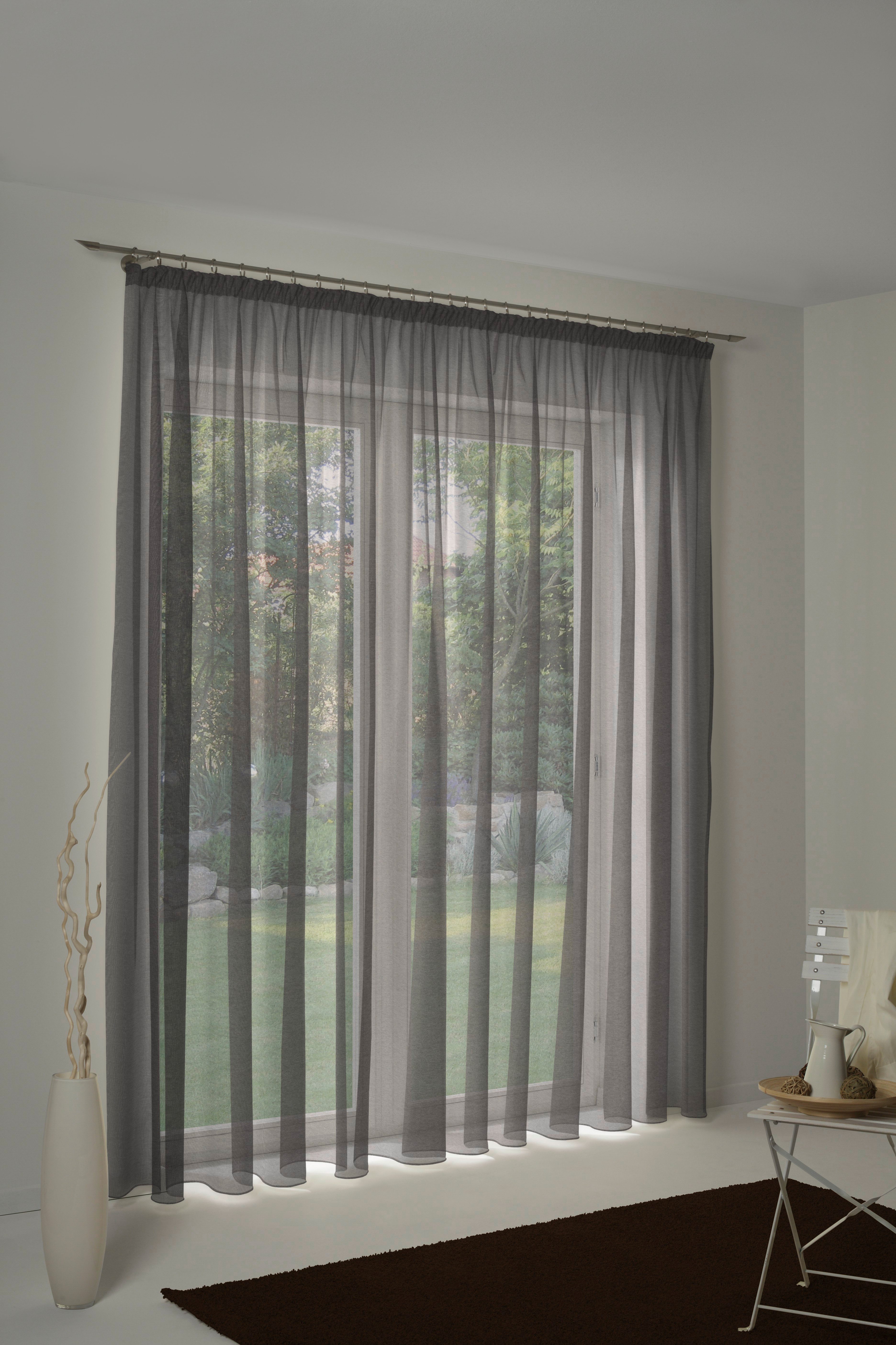 Wirth Gordijn Lorca (1 stuk) kant & klaar gordijnen maat hxb: 255x132 cm bruin