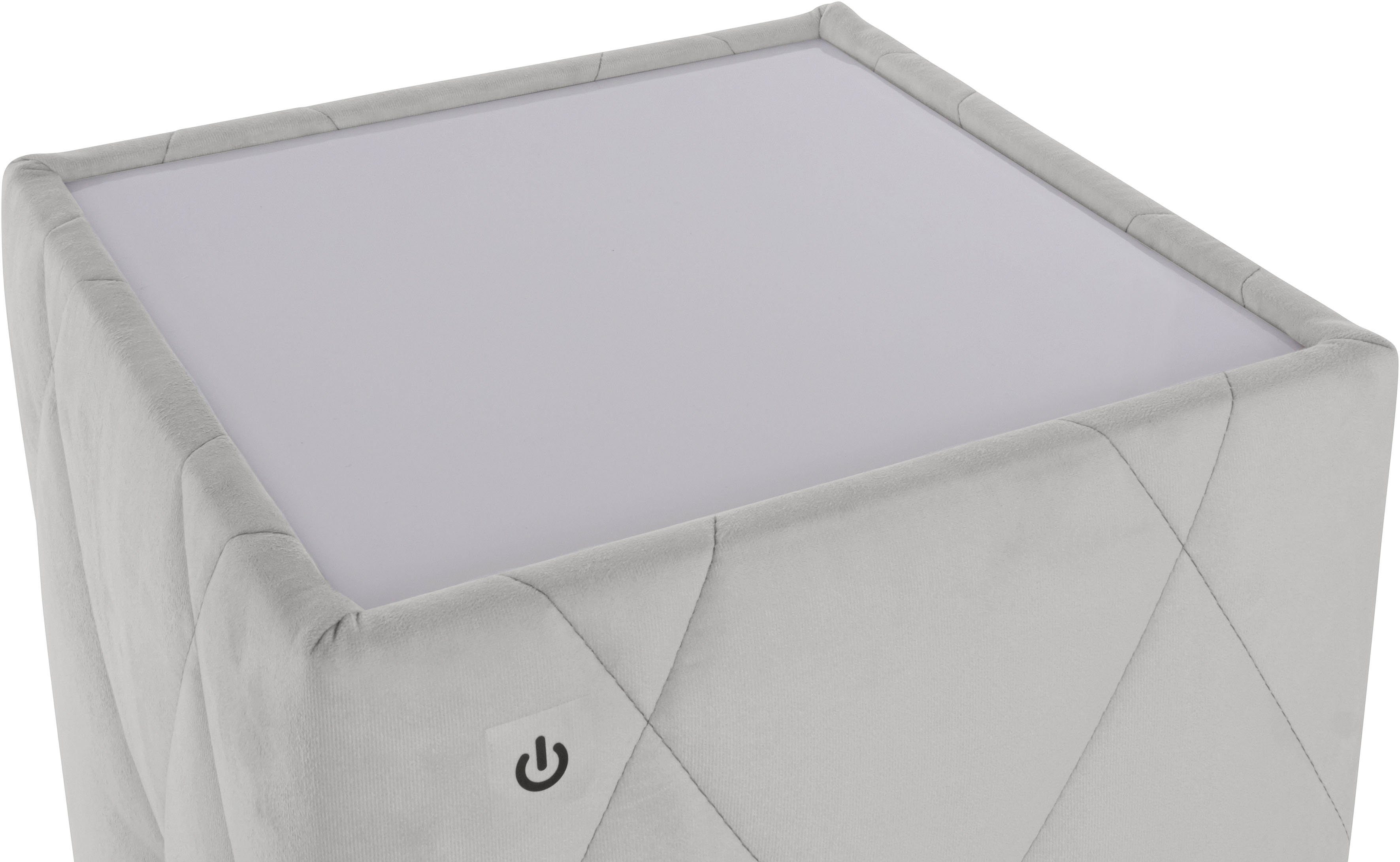 Leonique Nachtkastje Alfie met verlichting en bekleding van fluweel